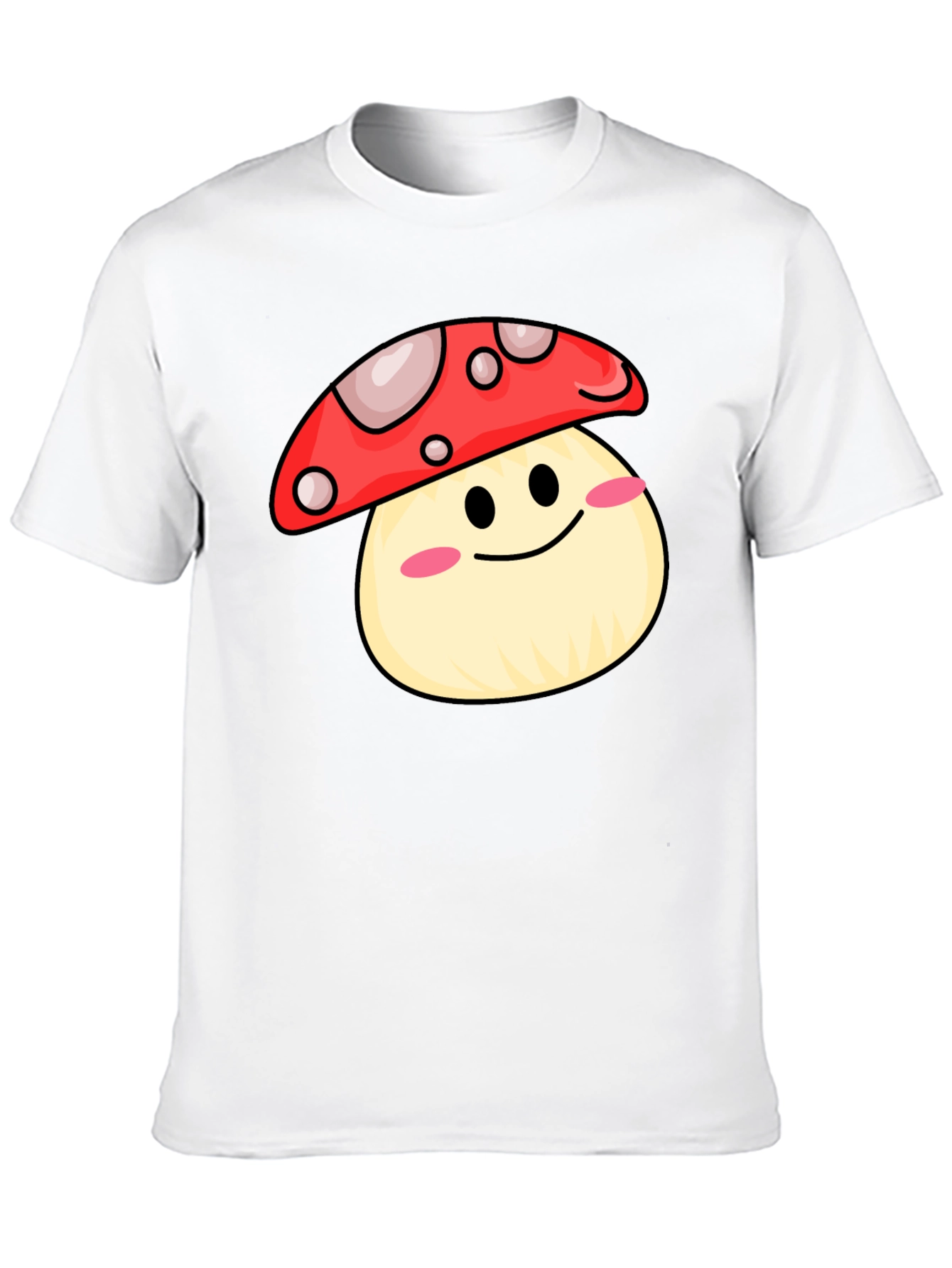 Black Cute Mushroom Graphic Tee - Black Cotton Shirt view 10