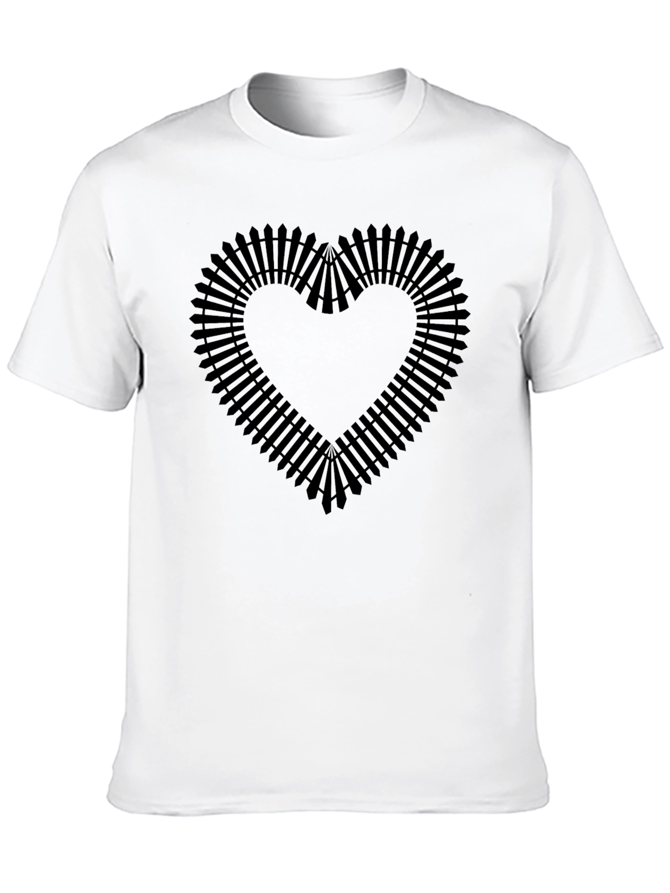 Black Railroad Heart Black T-Shirt - Unique Design view 10