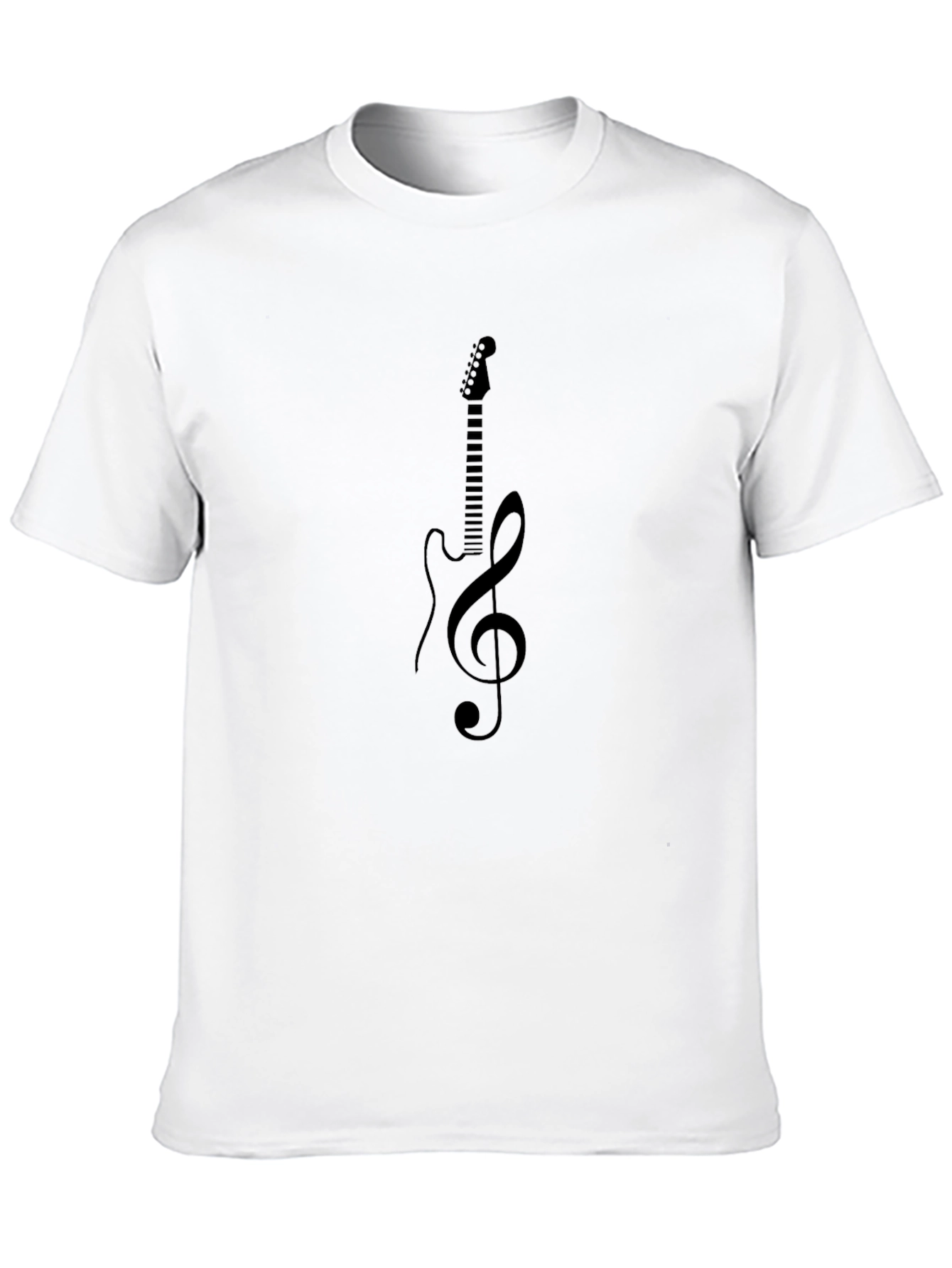 Black Guitar Treble Clef Black T-Shirt - Music Lover Tee view 10