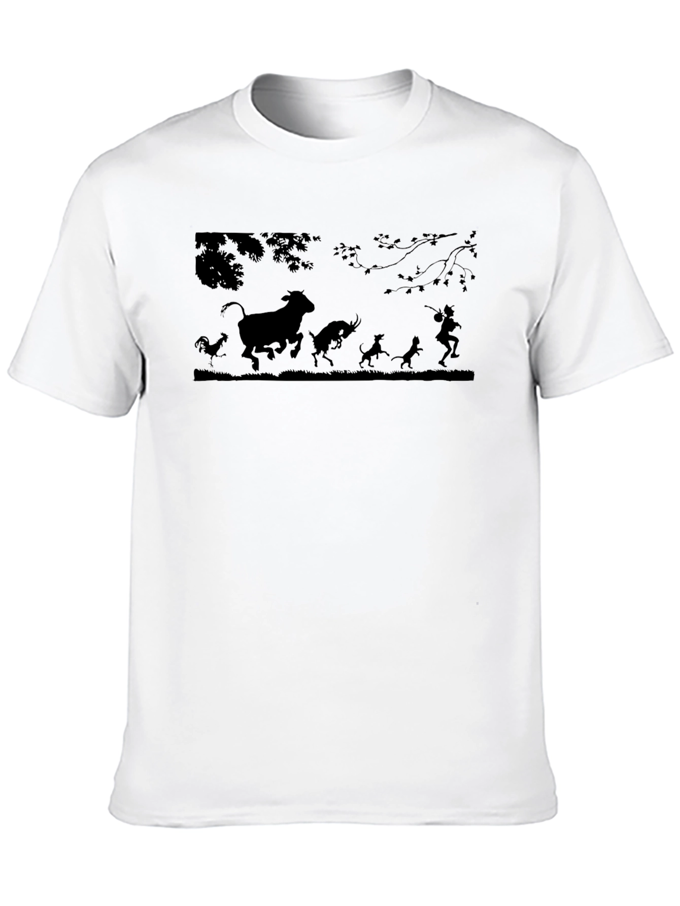 Black Silhouette Animal Chase Black T-Shirt view 10