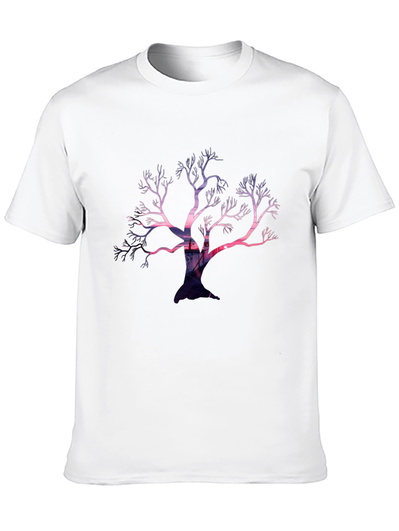 Black Abstract Tree Graphic Black T-Shirt view 10