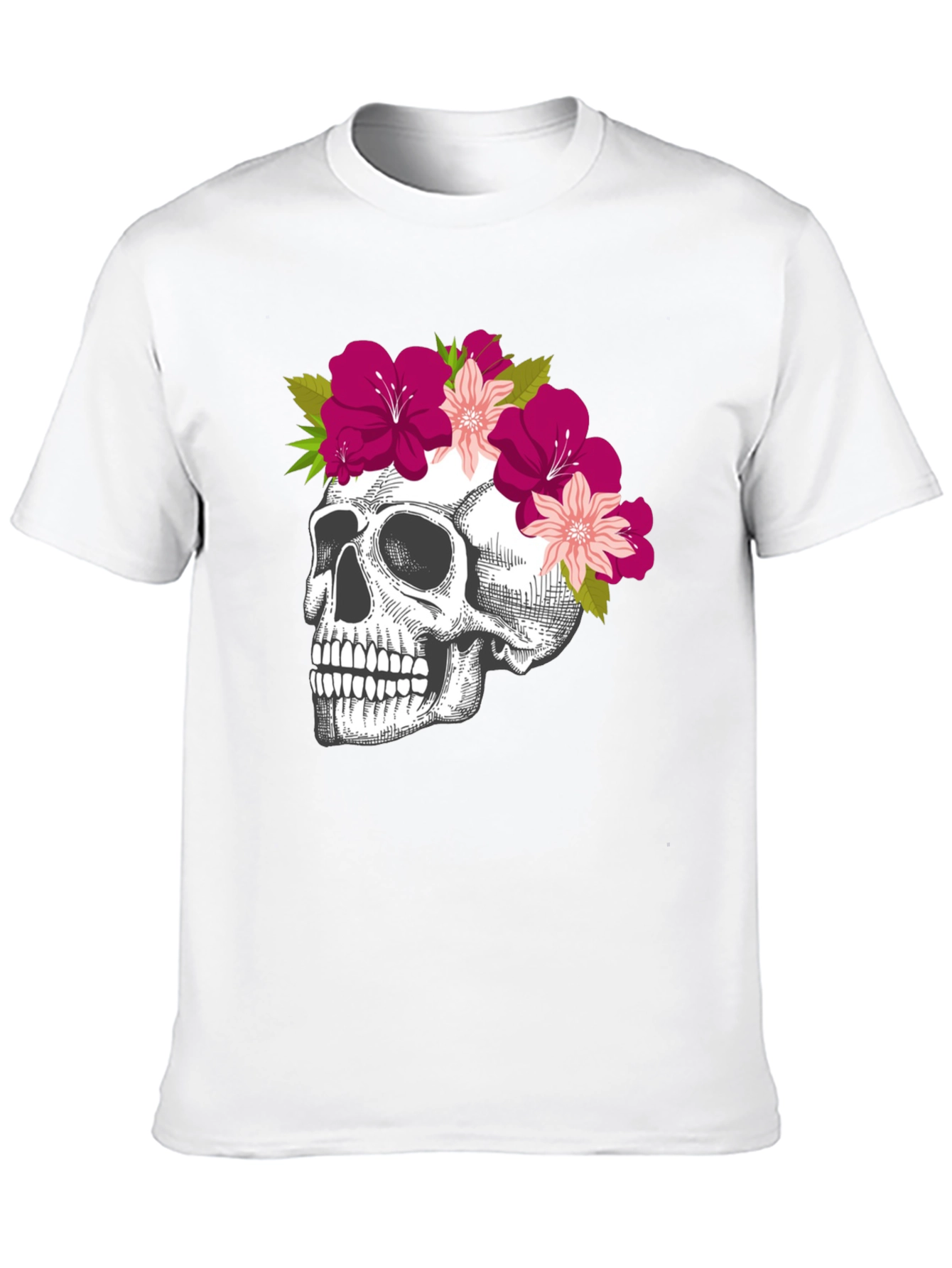 Black Floral Skull Graphic Tee - Unique & Stylish view 10