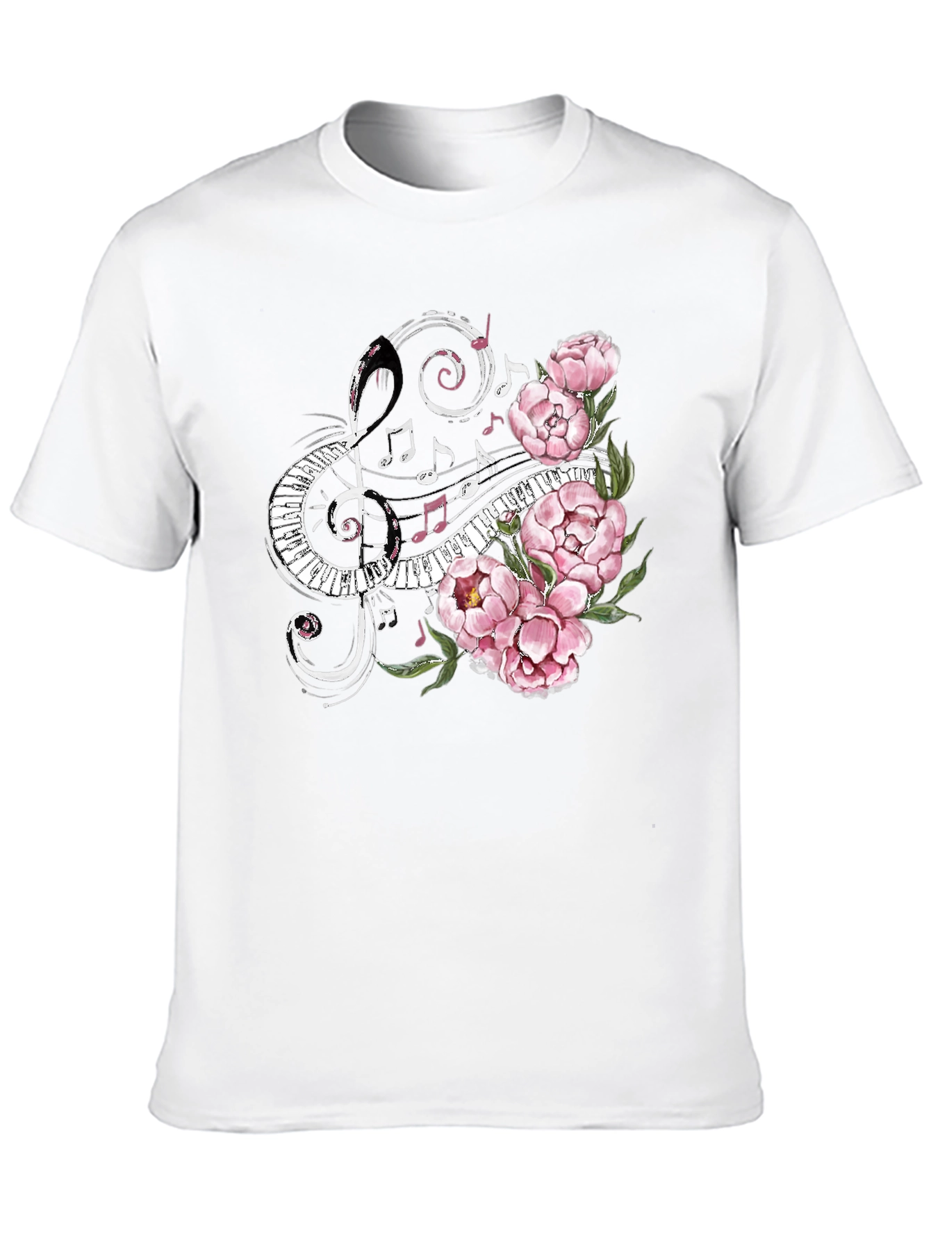 Black Musical Florals Men's Black Tee view 10