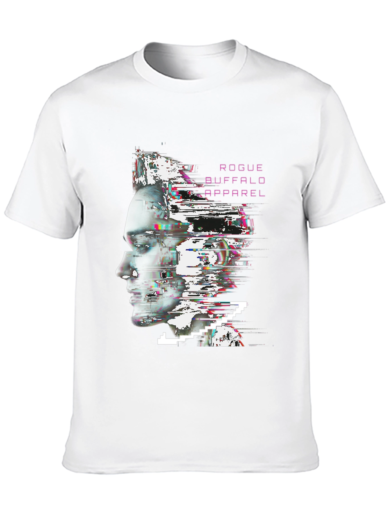 Black Rogue Buffalo Apparel Glitch Portrait T-Shirt view 10