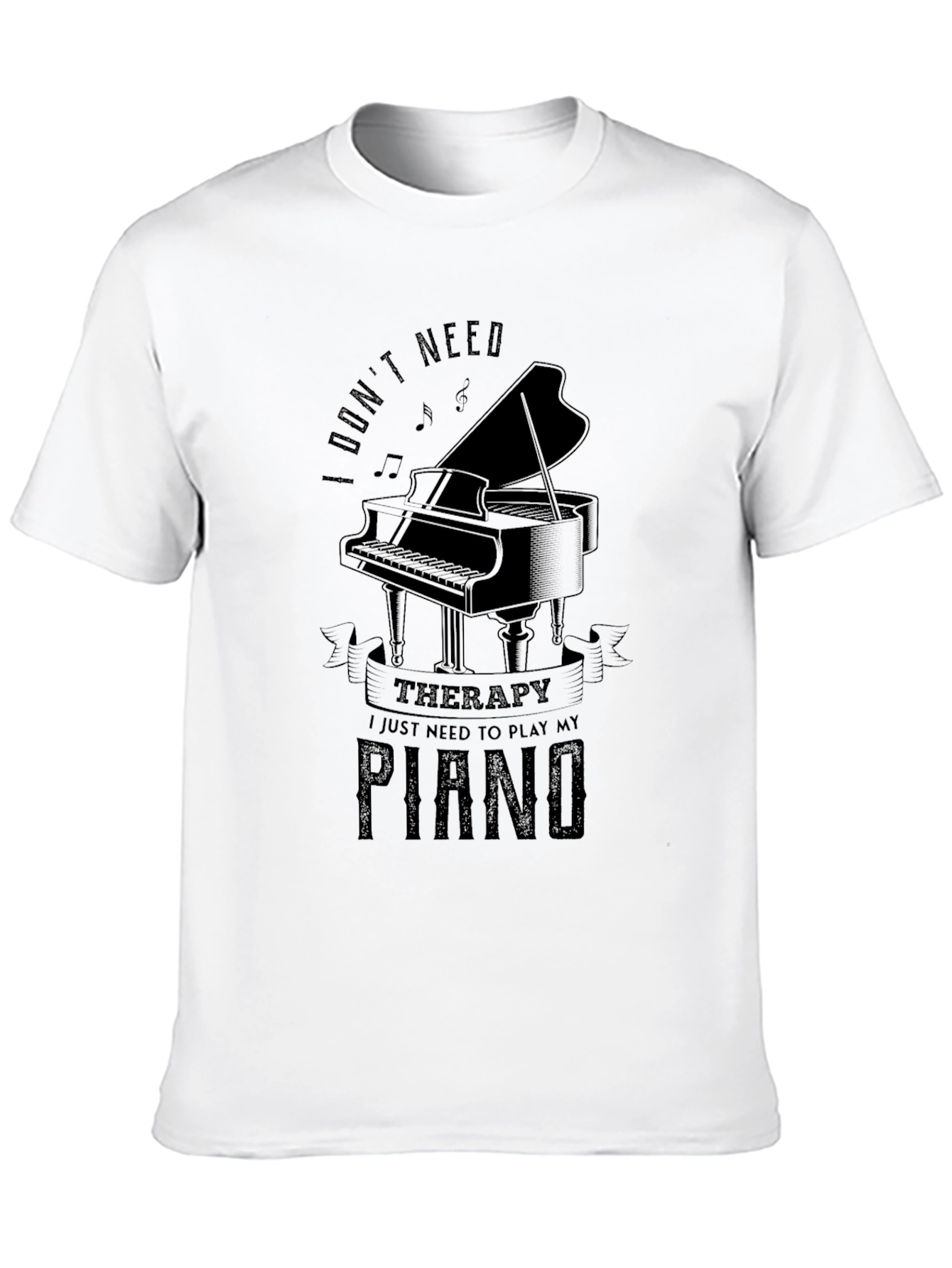 Black Piano Therapy T-Shirt: Music Lover's Comfort view 10