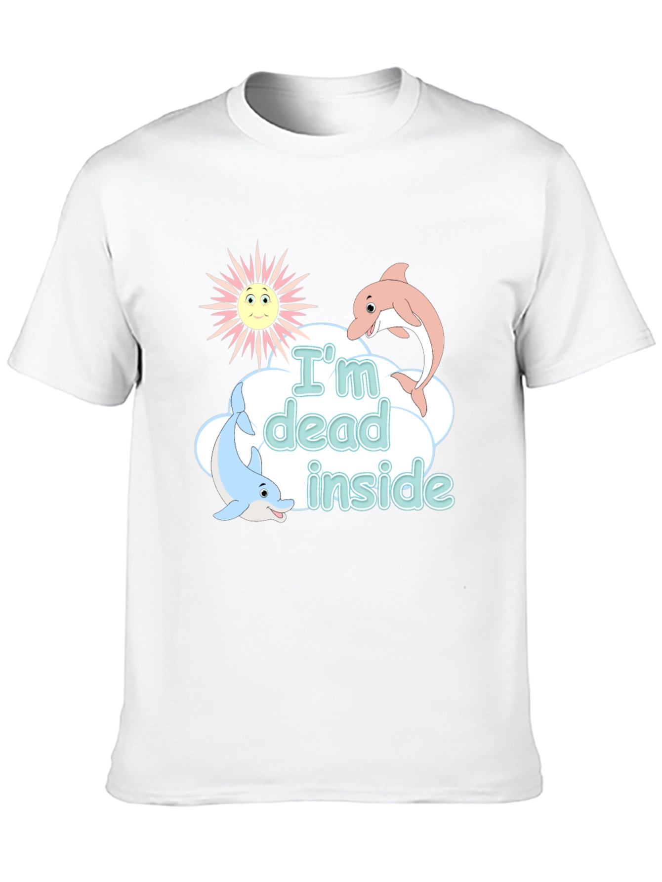 Black I'm Dead Inside Funny Dolphin Graphic T-Shirt view 10