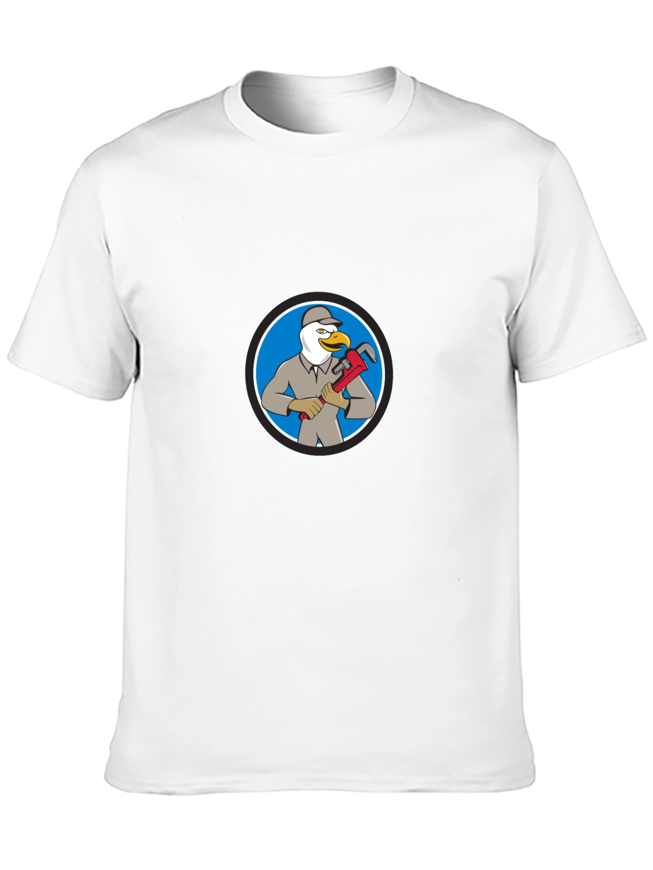 Black Cartoon Seagull Plumber T-Shirt view 10