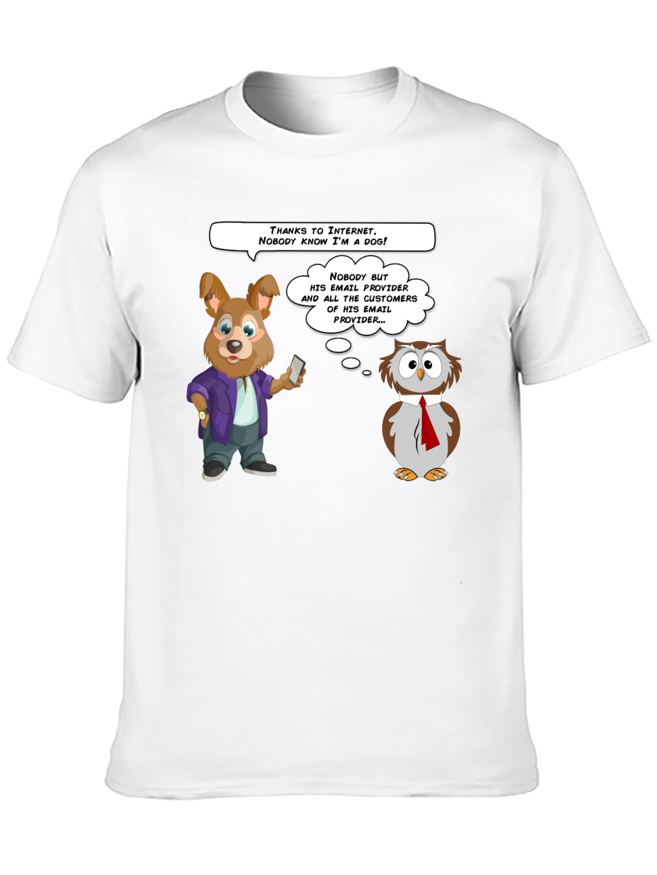 Black Funny Internet Dog & Owl T-Shirt view 10