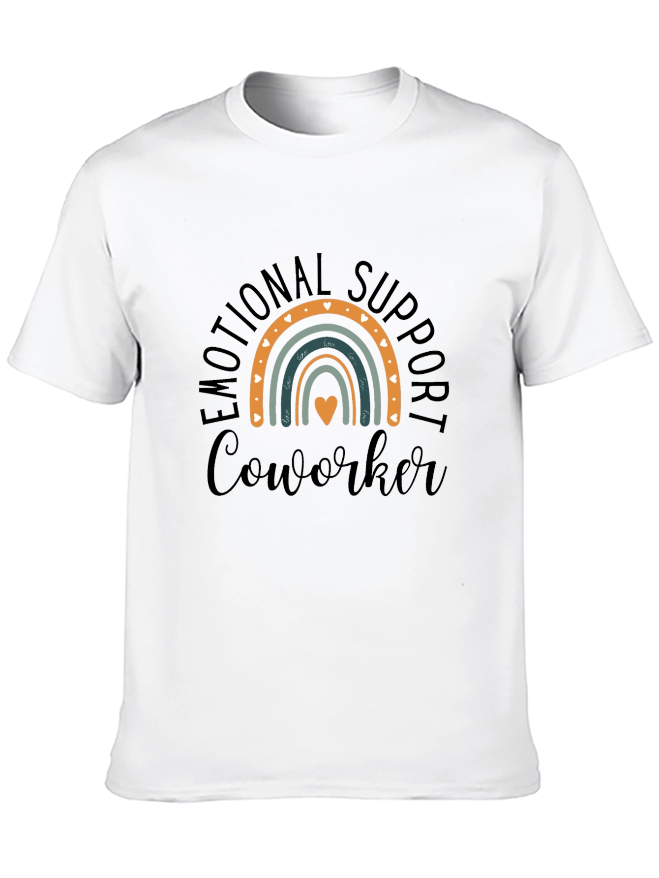 Black Emotional Support Coworker Rainbow Graphic T-Shirt view 10
