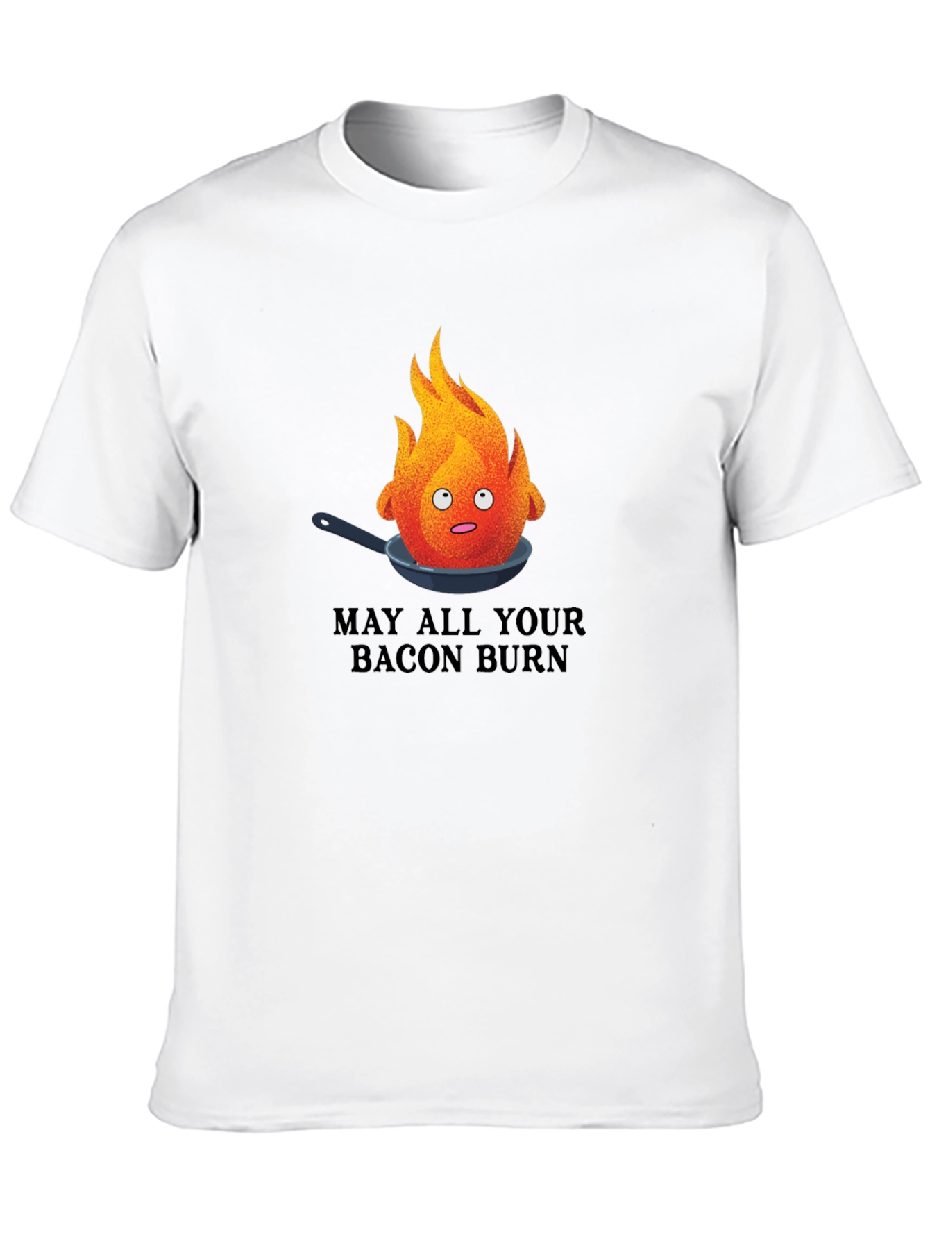 Black May All Your Bacon Burn T-Shirt - Funny Fire Pan Graphic Tee view 10