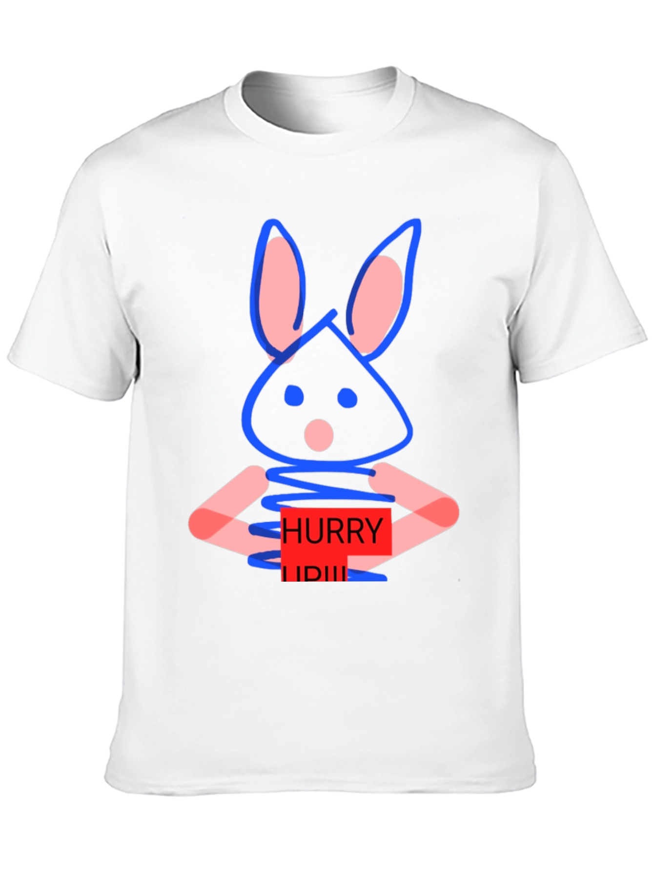 Black Whimsical Bunny Graphic Tee - Hurry Up! Design view 10