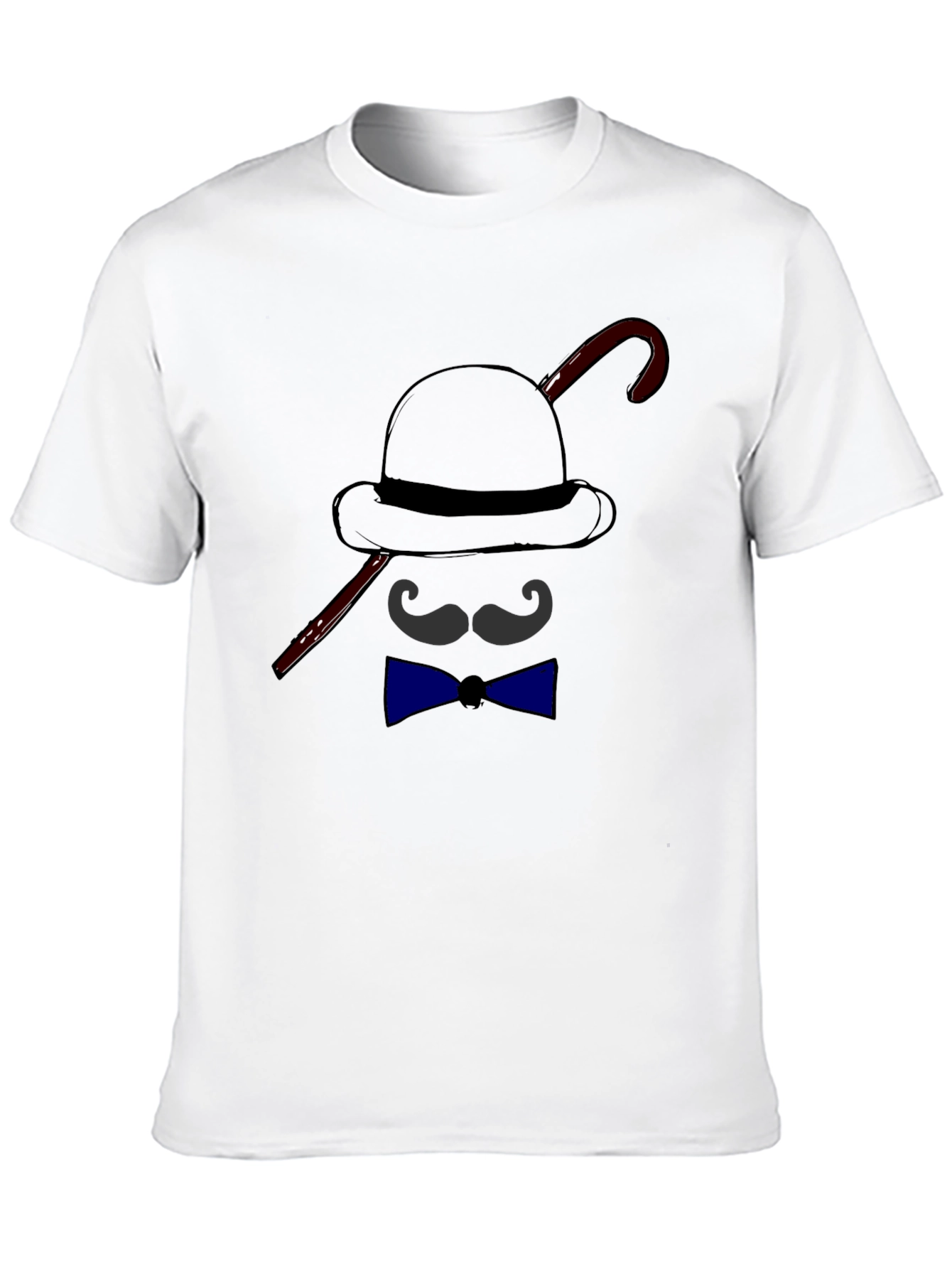 Black Men's Funny Bowler Hat & Bow Tie Graphic T-Shirt view 10