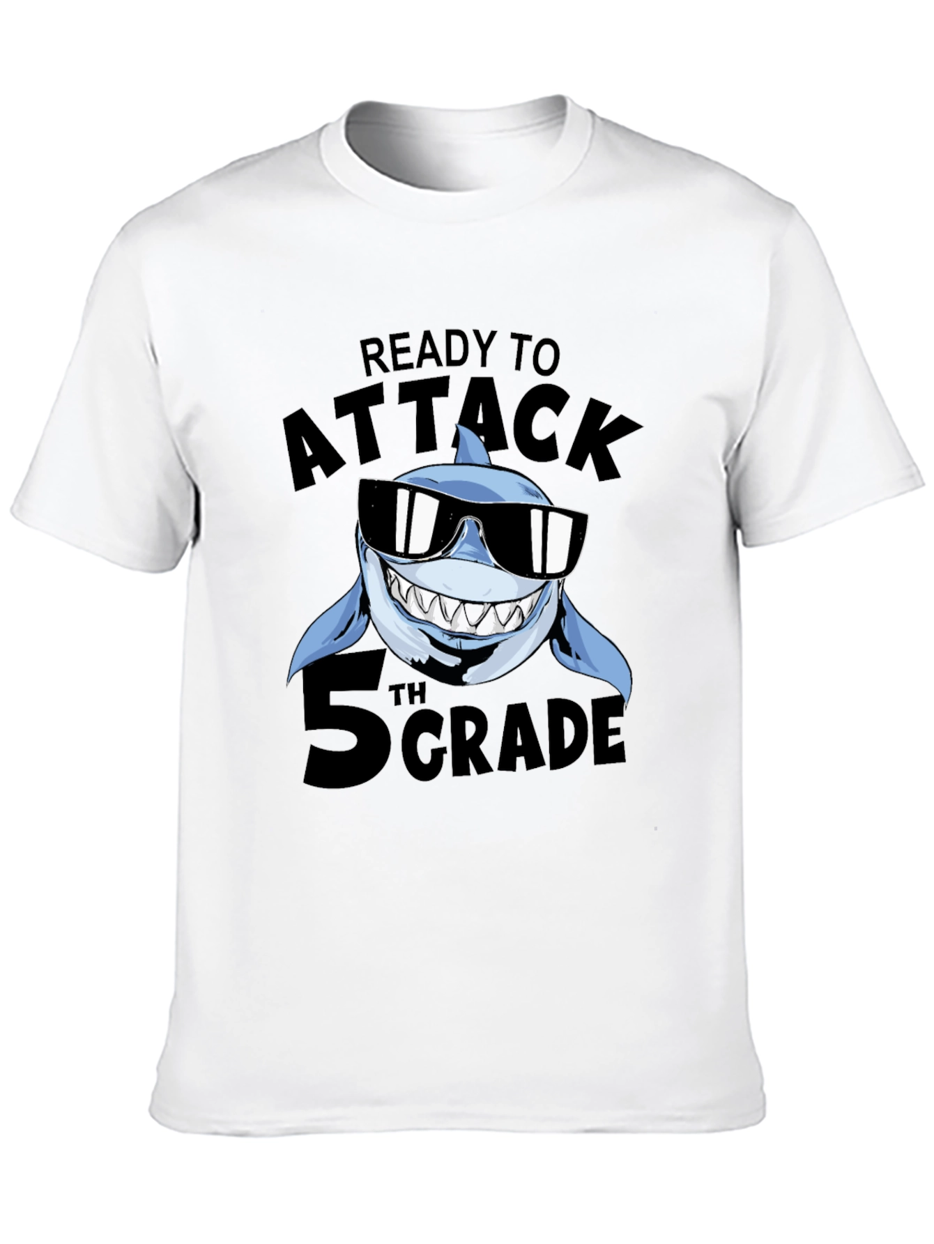 Black Ready to Attack 5th Grade Shark T-Shirt view 10