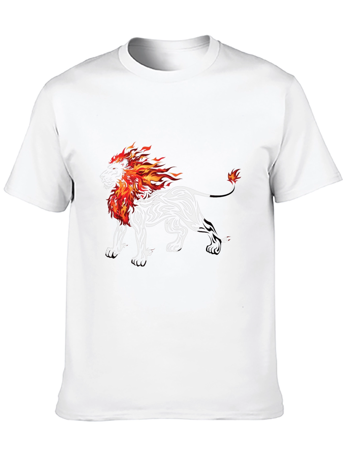 Black Fiery Lion Graphic Tee - Black Cotton Blend T-Shirt view 10