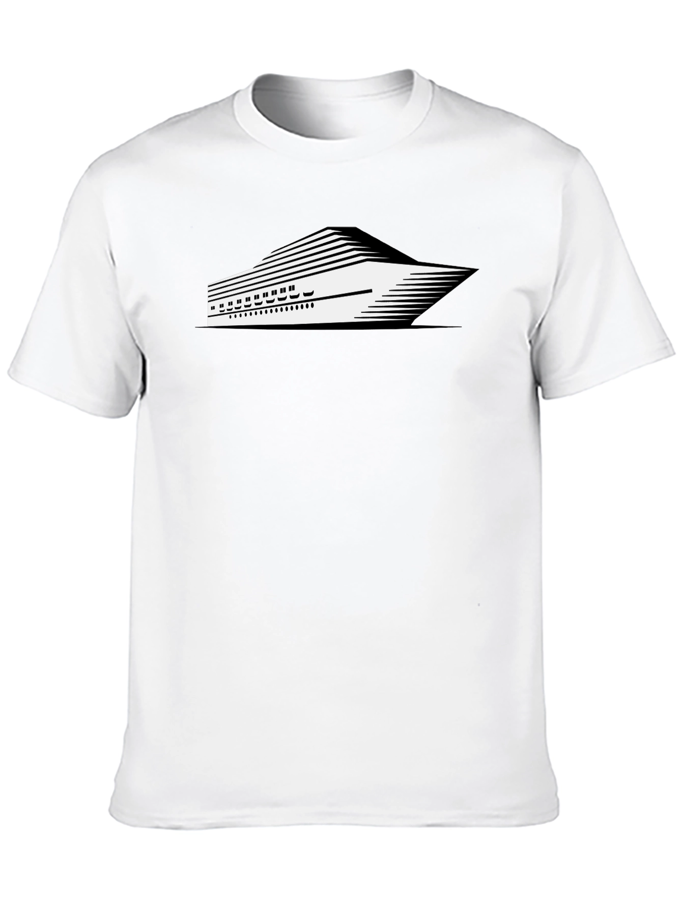Black Modern Cruise Ship Graphic Tee - Black view 10