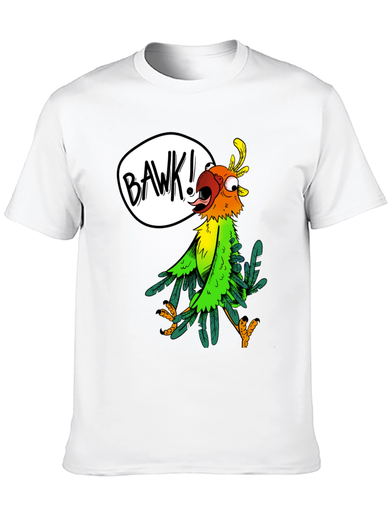 Black Cartoon Parrot Graphic Tee - 'BAWK!' Design view 10