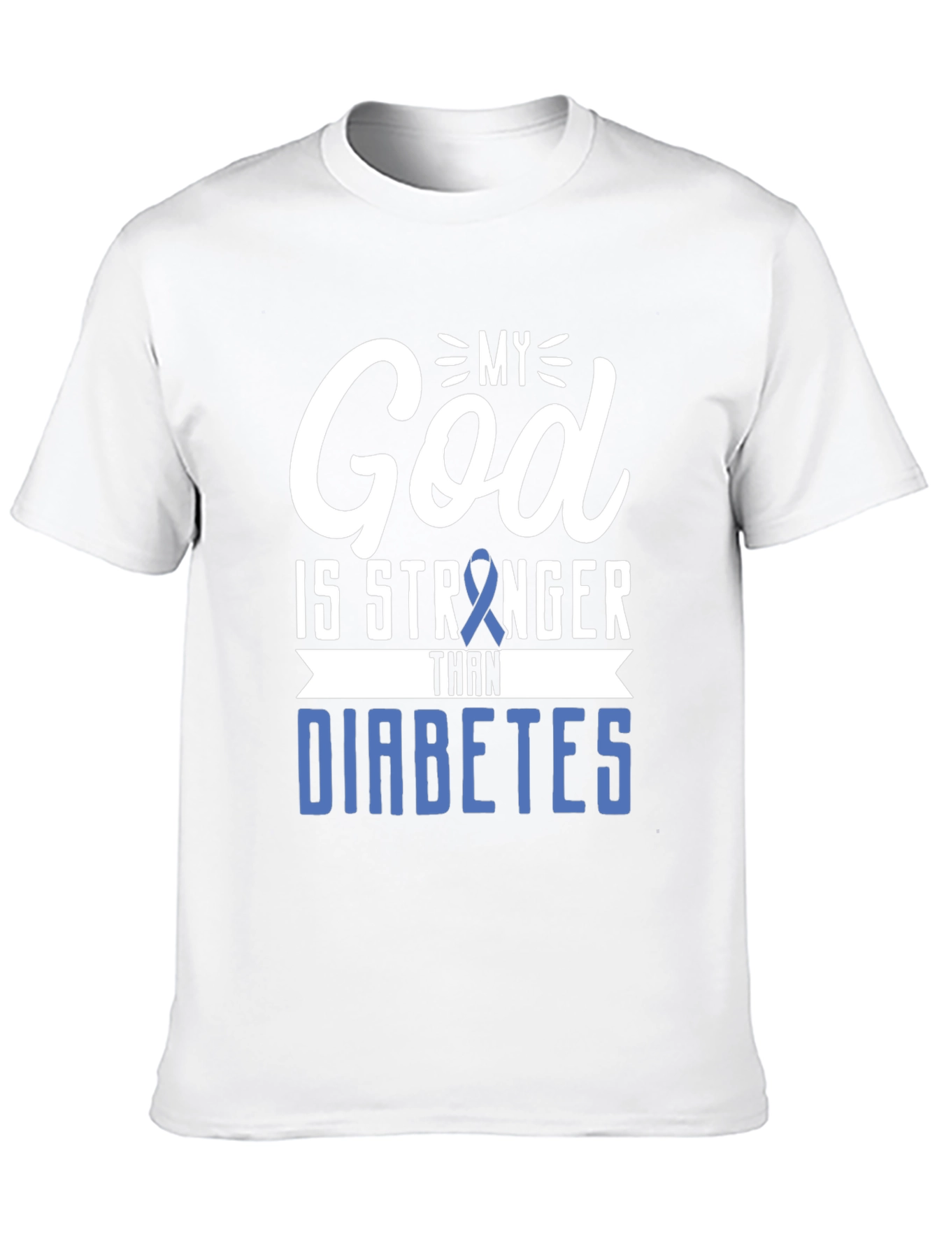 Black My God Is Stronger Than Diabetes Awareness T-Shirt view 10