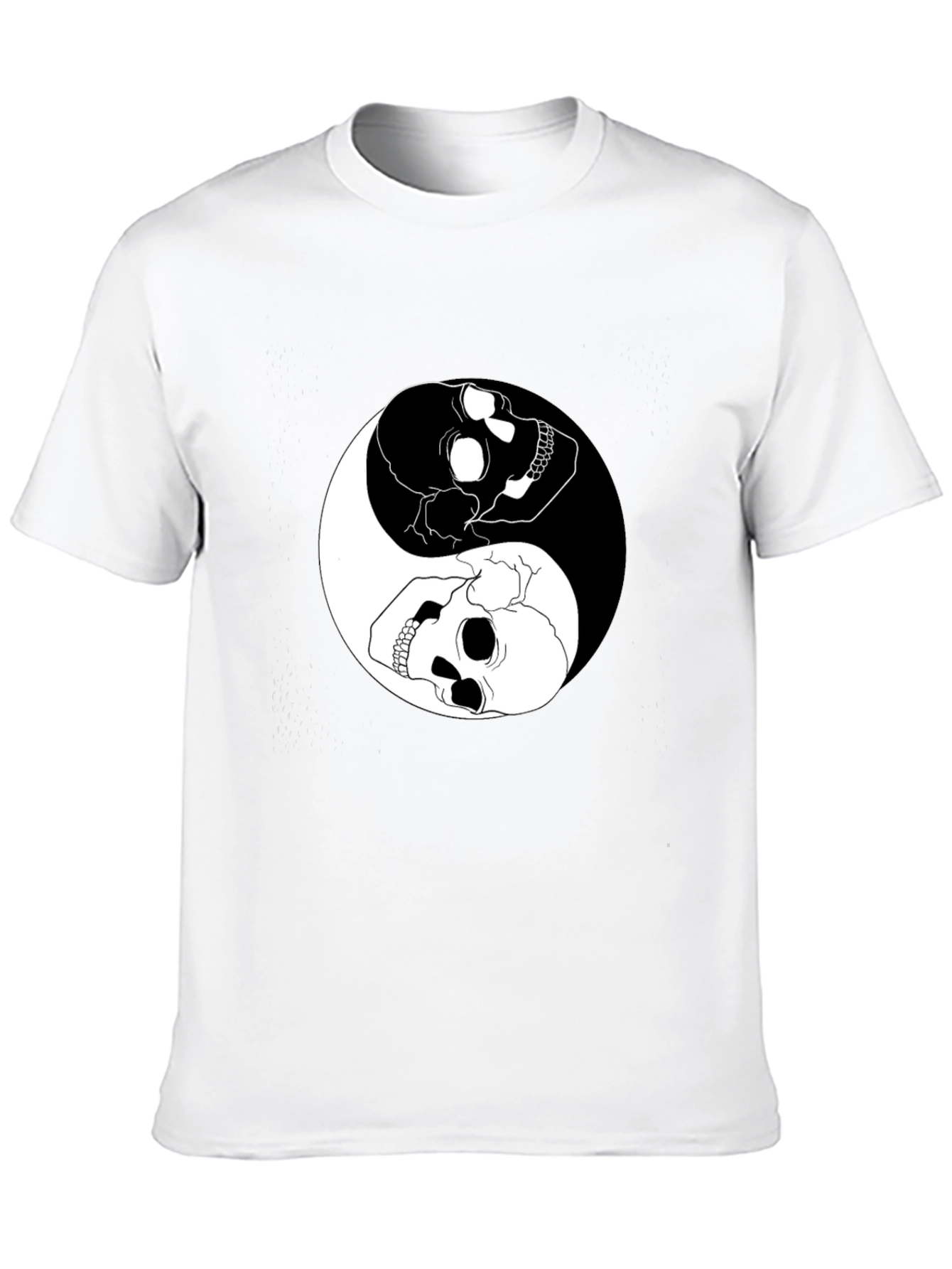 Black Yin Yang Skull Graphic T-Shirt - Black Cotton Tee view 10