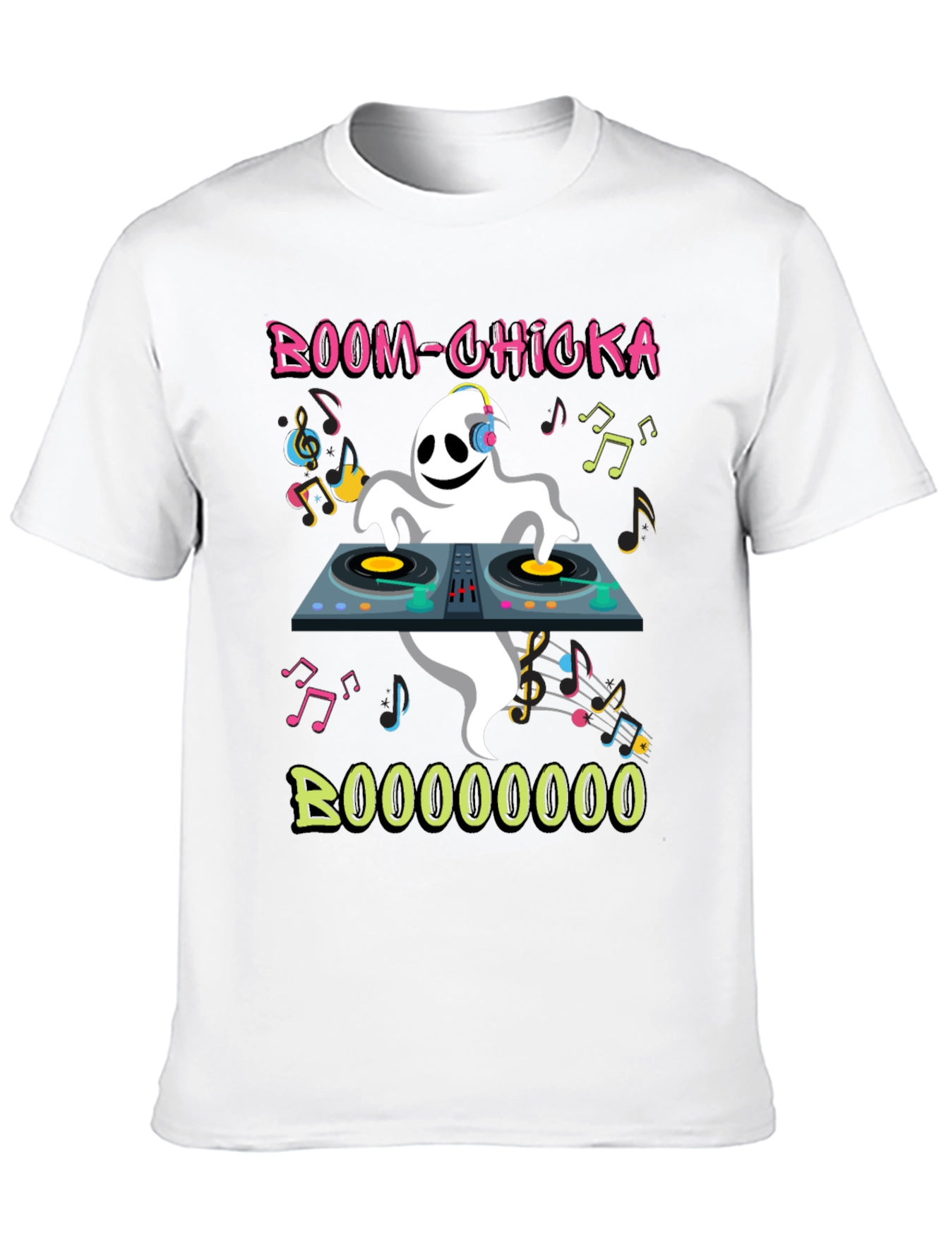 Black DJ Ghost Graphic Tee - Halloween Party Shirt view 10