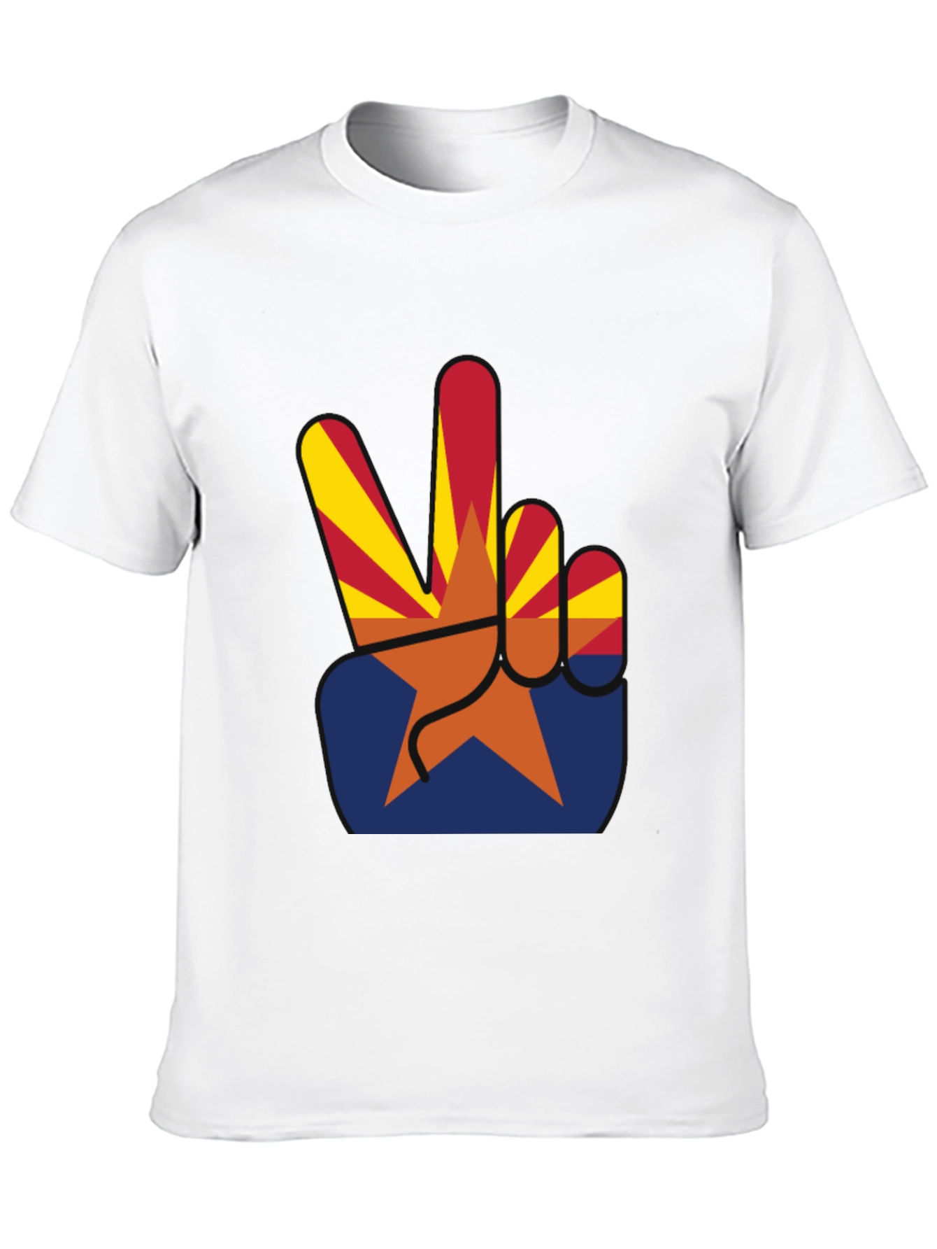 Black Arizona Peace Sign Graphic Tee - Black Cotton T-Shirt view 10