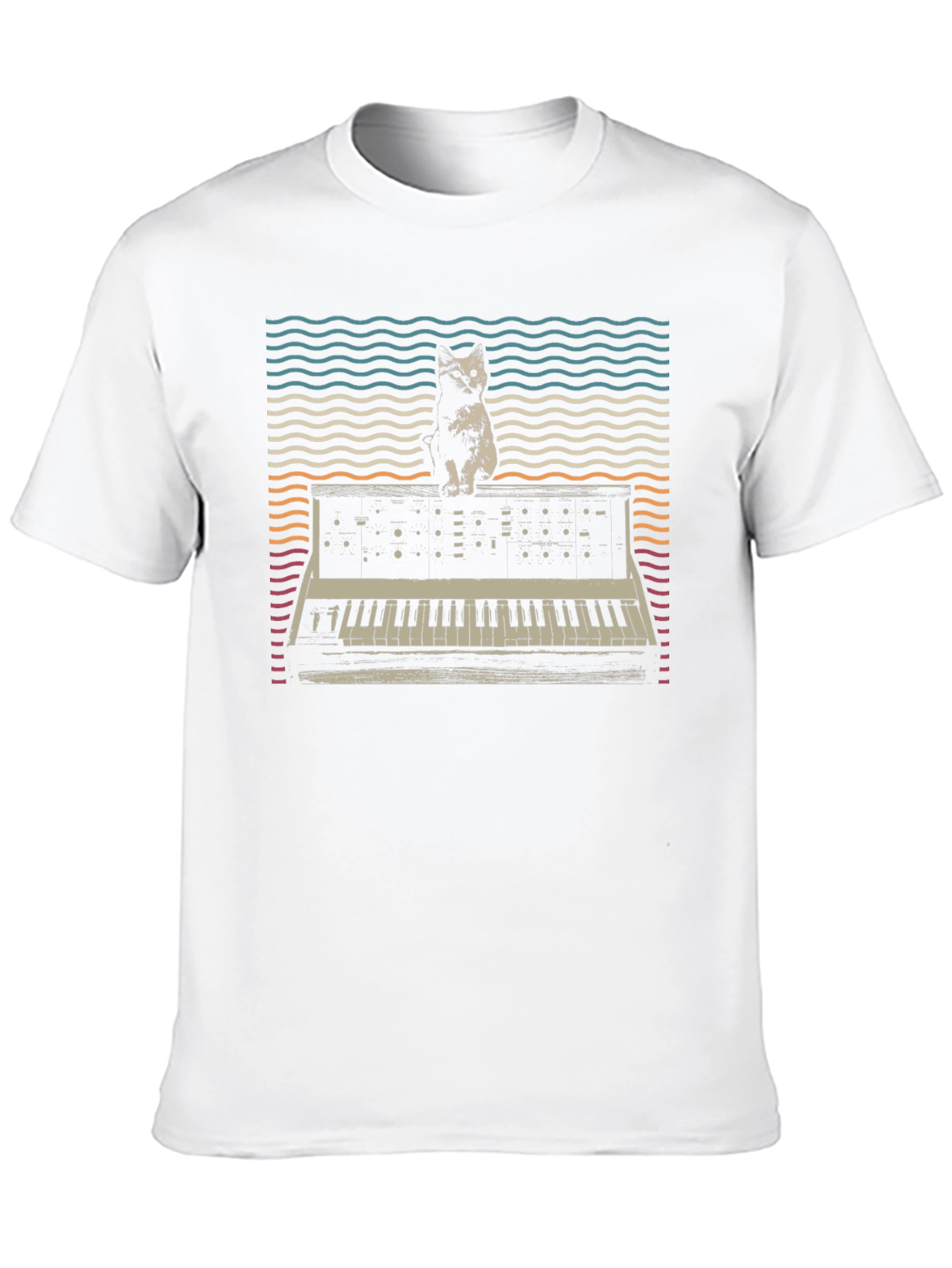 Black Cat Synth T-Shirt: Vintage Keyboard Tee view 10