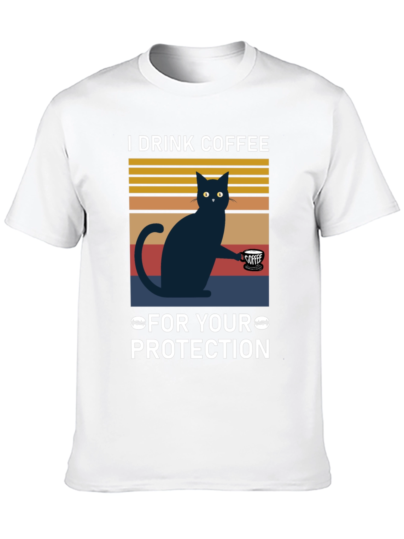 Black Funny Cat Coffee T-Shirt - For Your Protection view 10