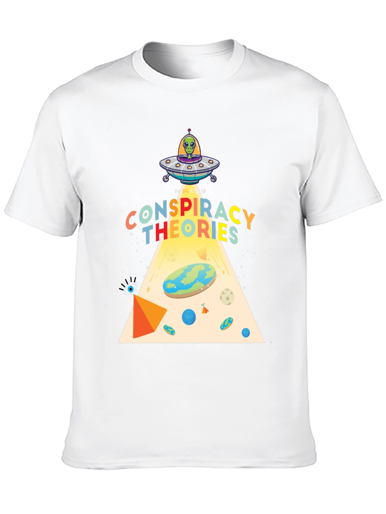 Black Conspiracy Theories Graphic T-Shirt, Alien UFO, Flat Earth view 10