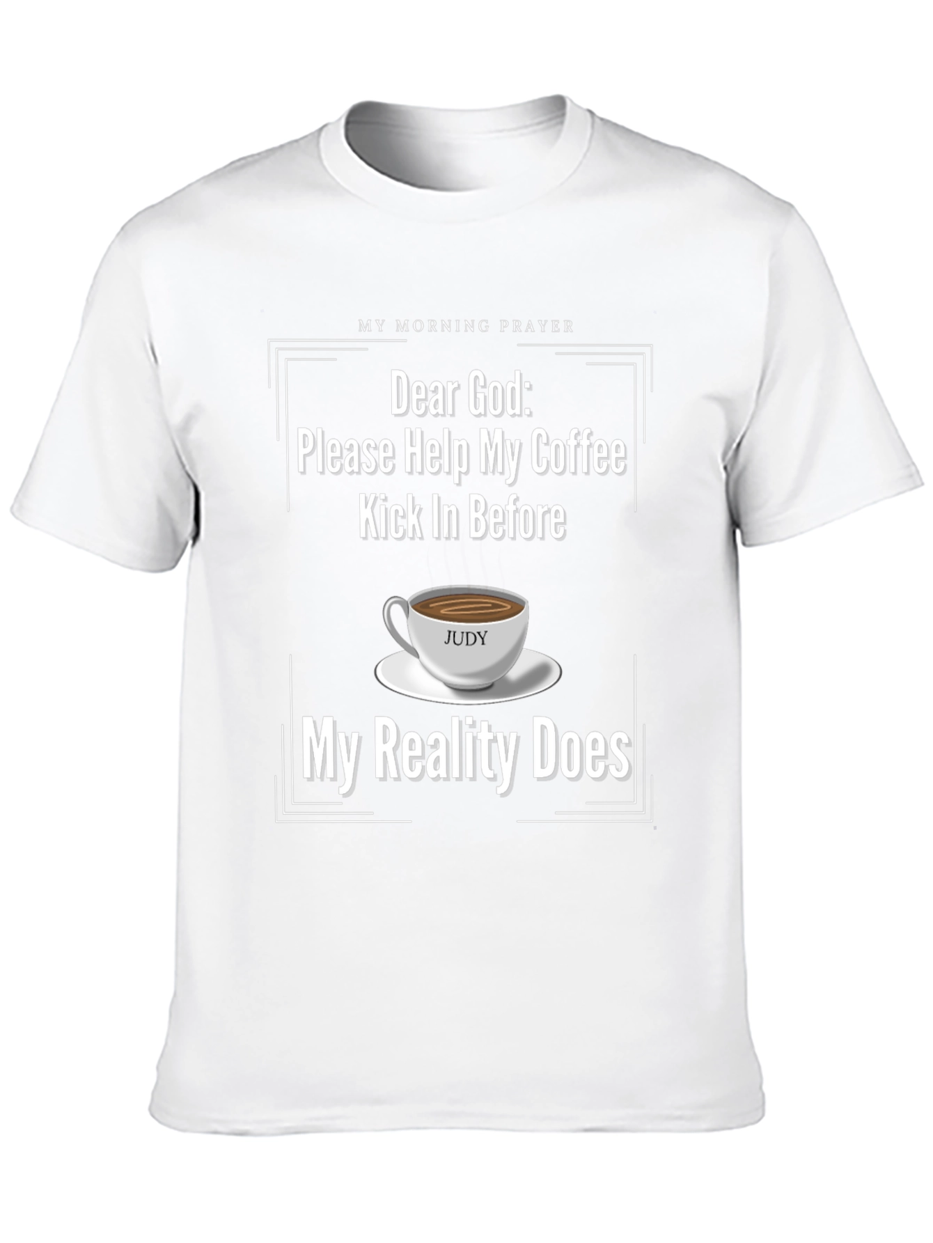 Black Funny "Dear God" Coffee T-Shirt view 10