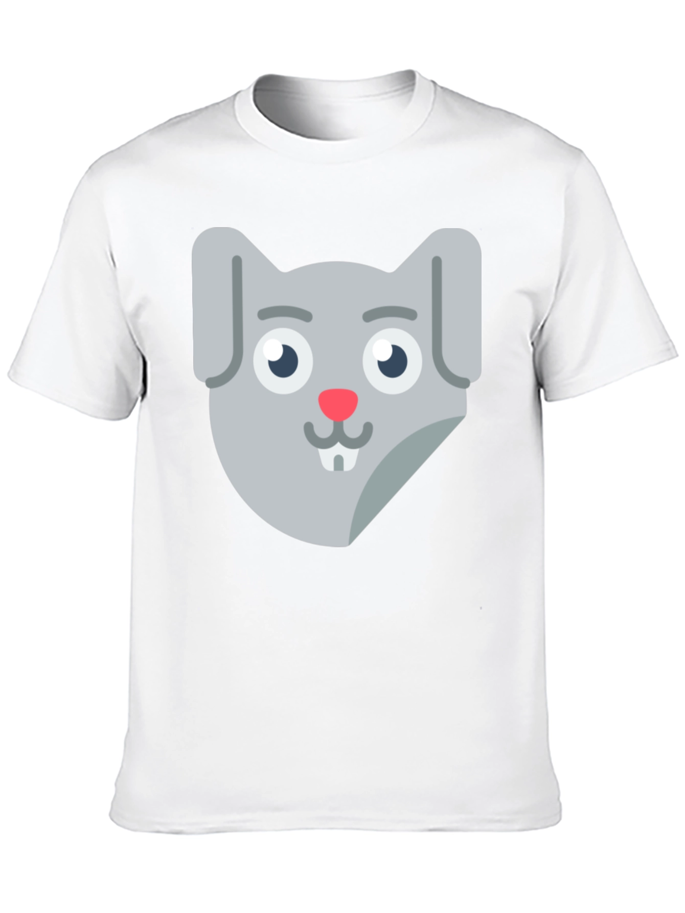 Black Cute Cartoon Rabbit Face Black T-Shirt view 10