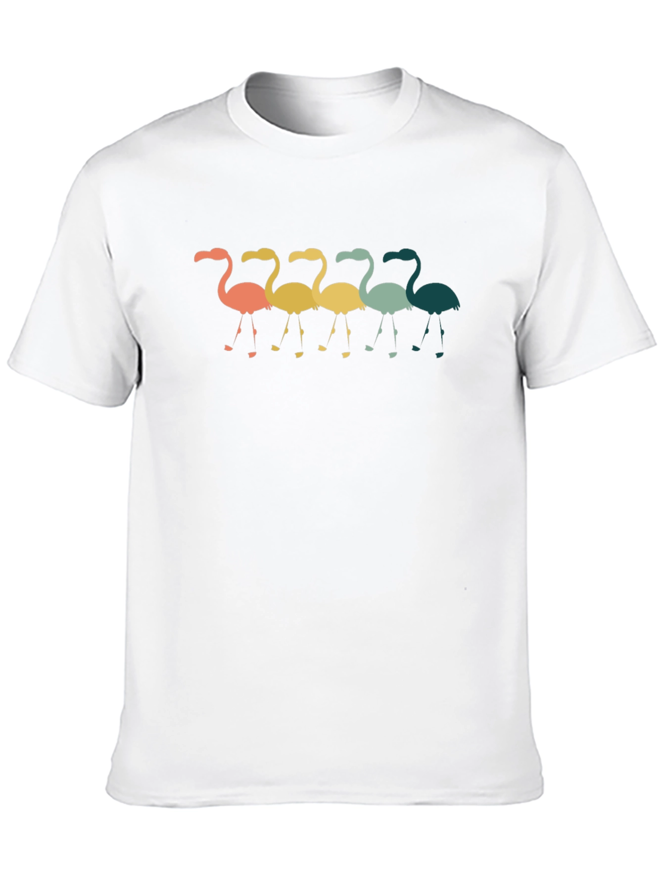 Black Retro Flamingo Graphic Tee - Casual Crew Neck T-Shirt view 10