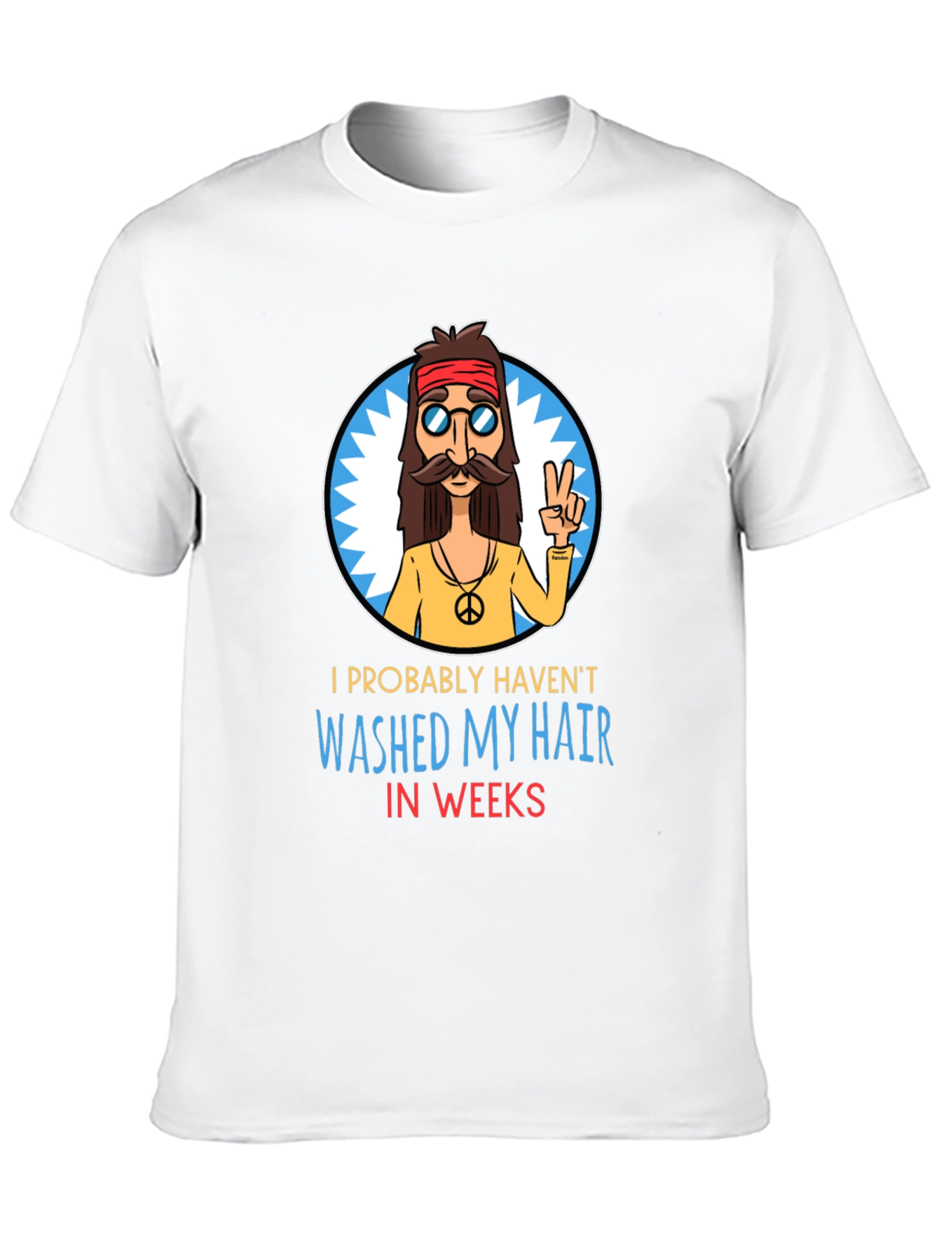 Black Hippie Humor T-Shirt - Unwashed Hair view 10