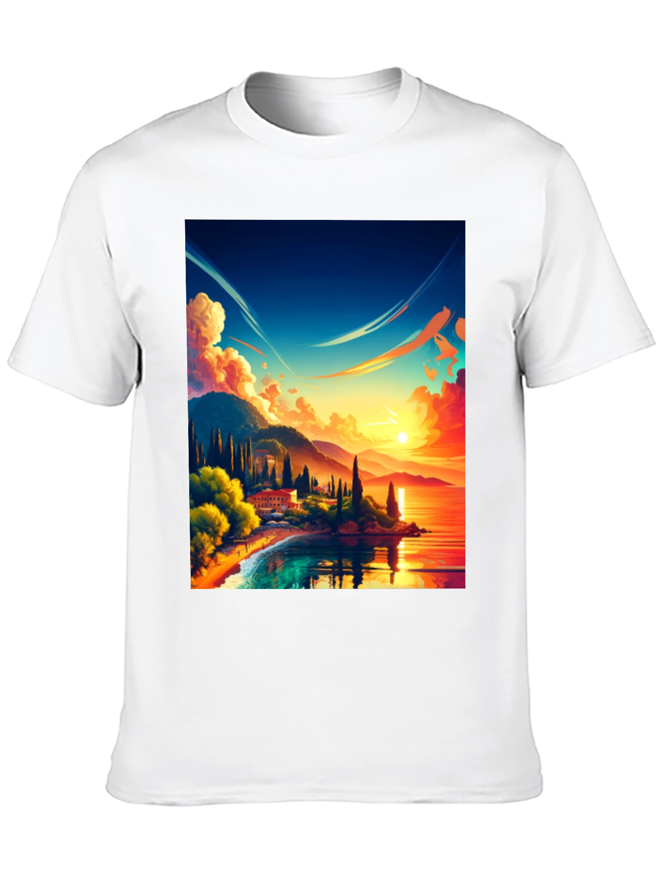 Black Vibrant Sunset Landscape Graphic Tee view 10