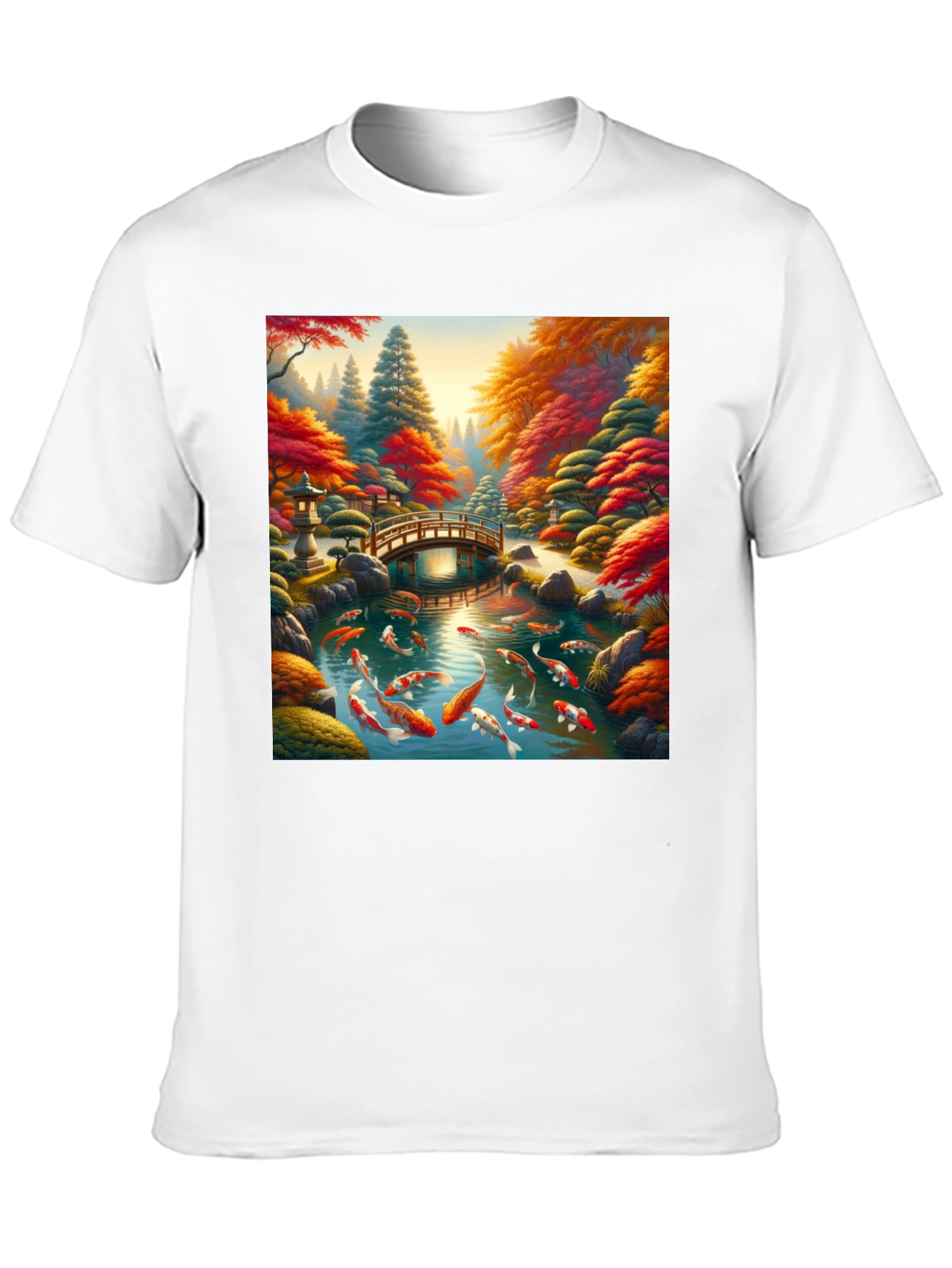 Black Koi Pond Graphic Tee - Artistic Japanese Garden Design view 10