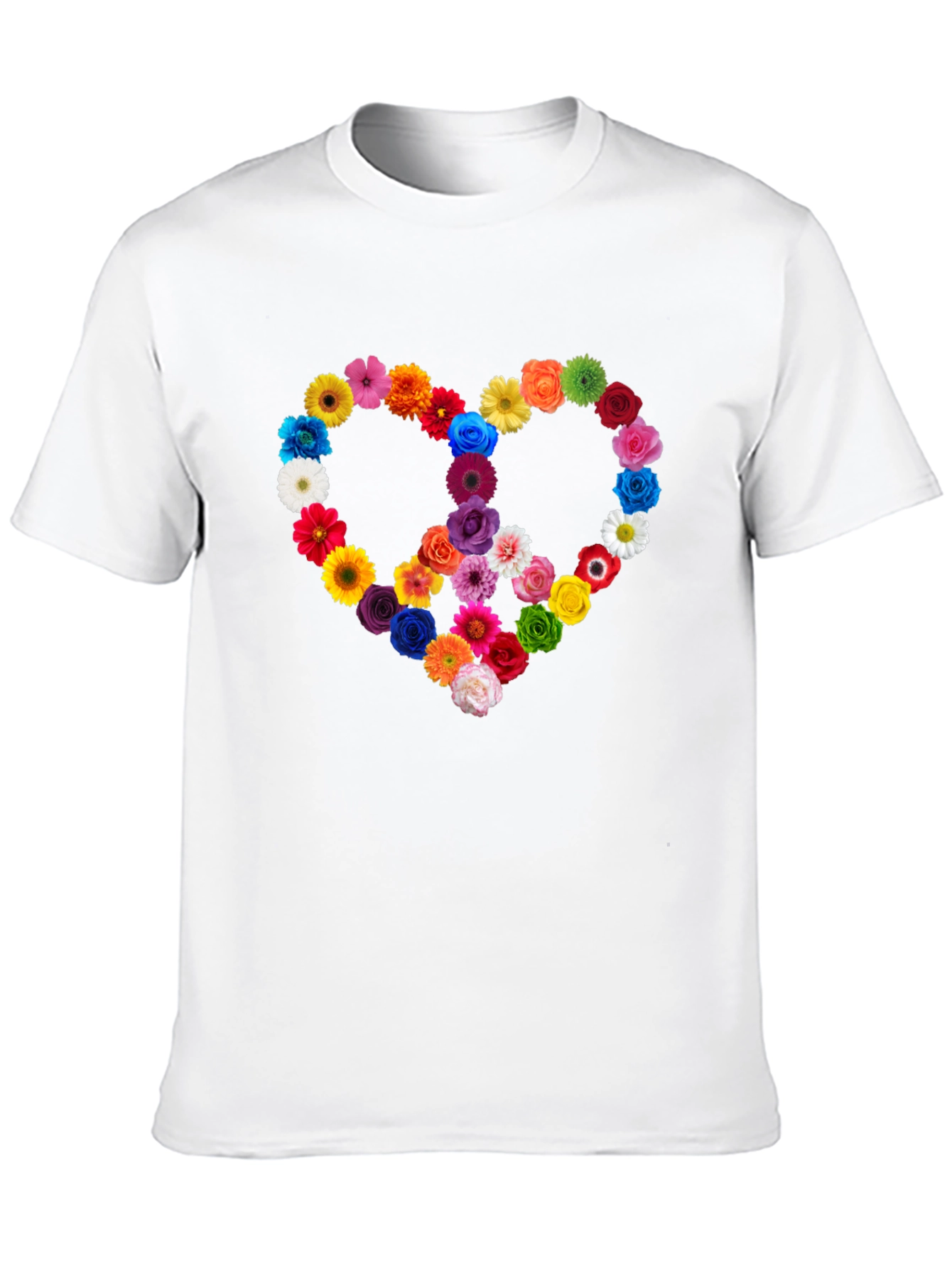 Black Floral Peace Sign Heart Graphic T-Shirt view 10