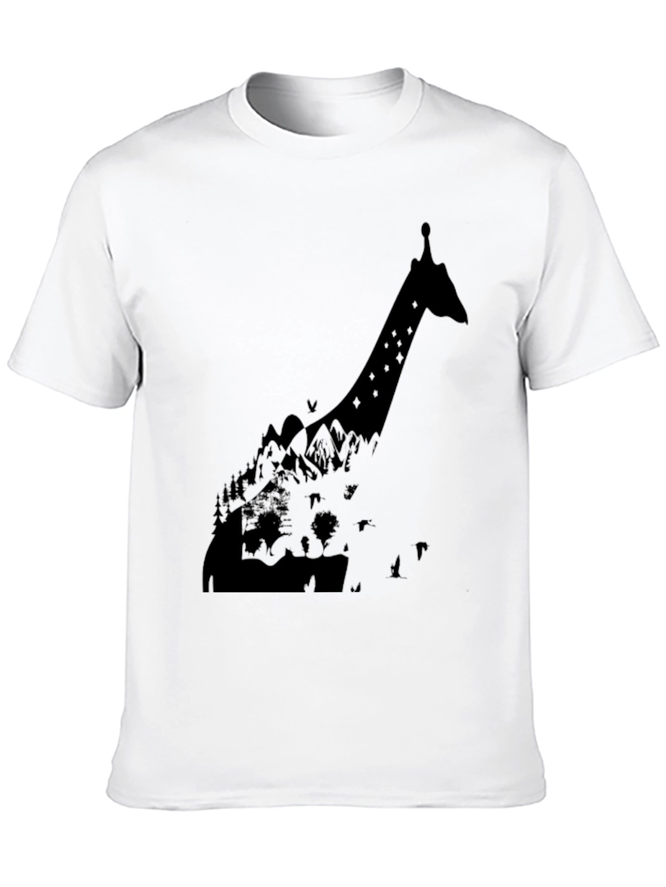 Black Giraffe Silhouette Graphic T-Shirt - Black view 10