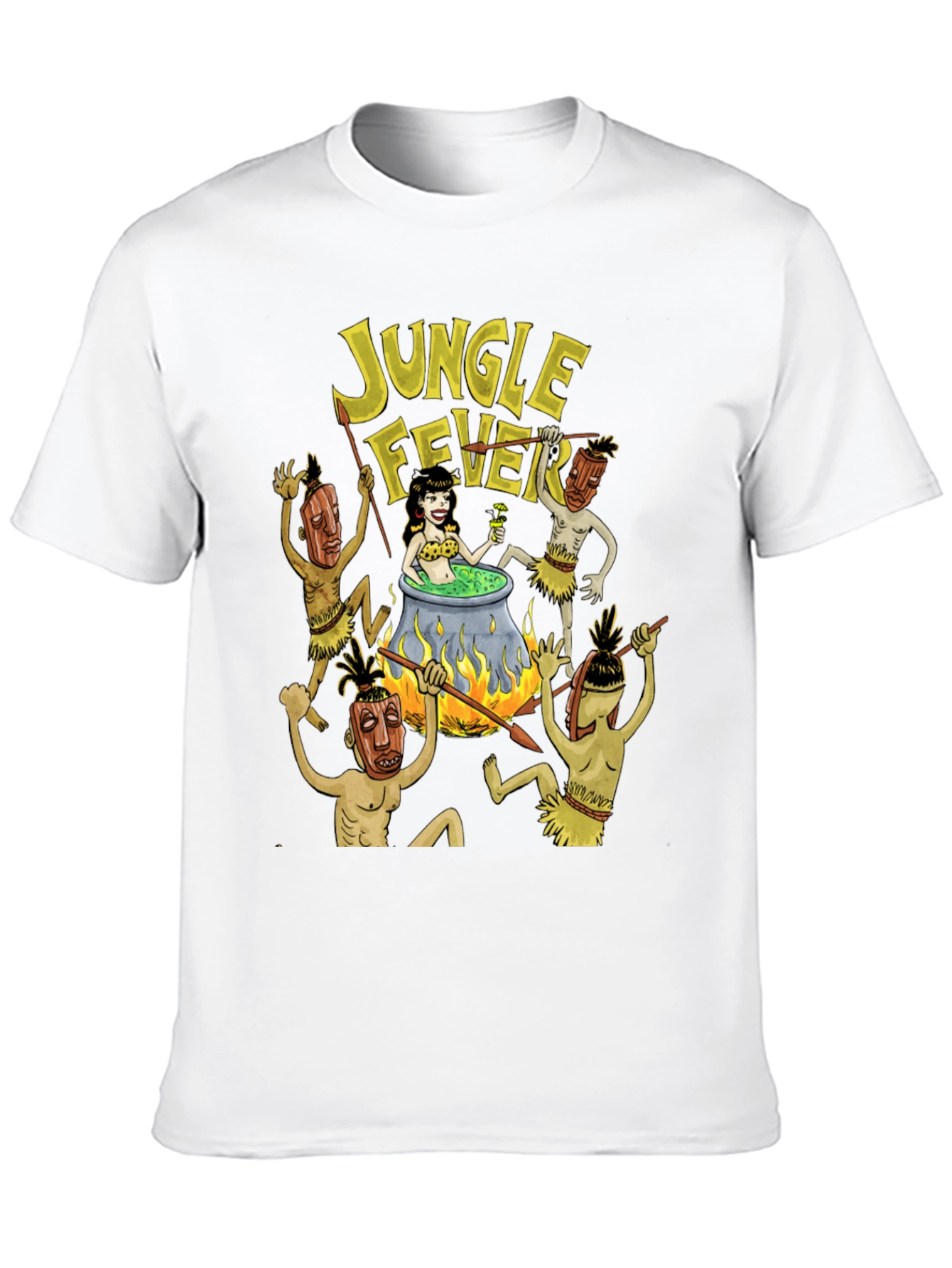 Black Jungle Fever Cartoon Graphic Black T-Shirt view 10