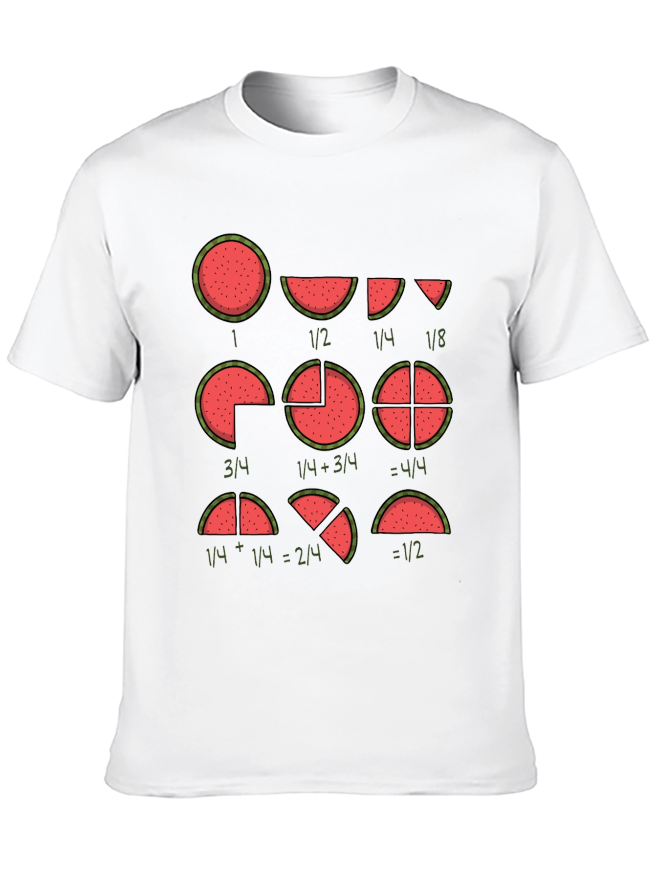 Black Watermelon Fractions Math Humor Graphic T-Shirt view 10