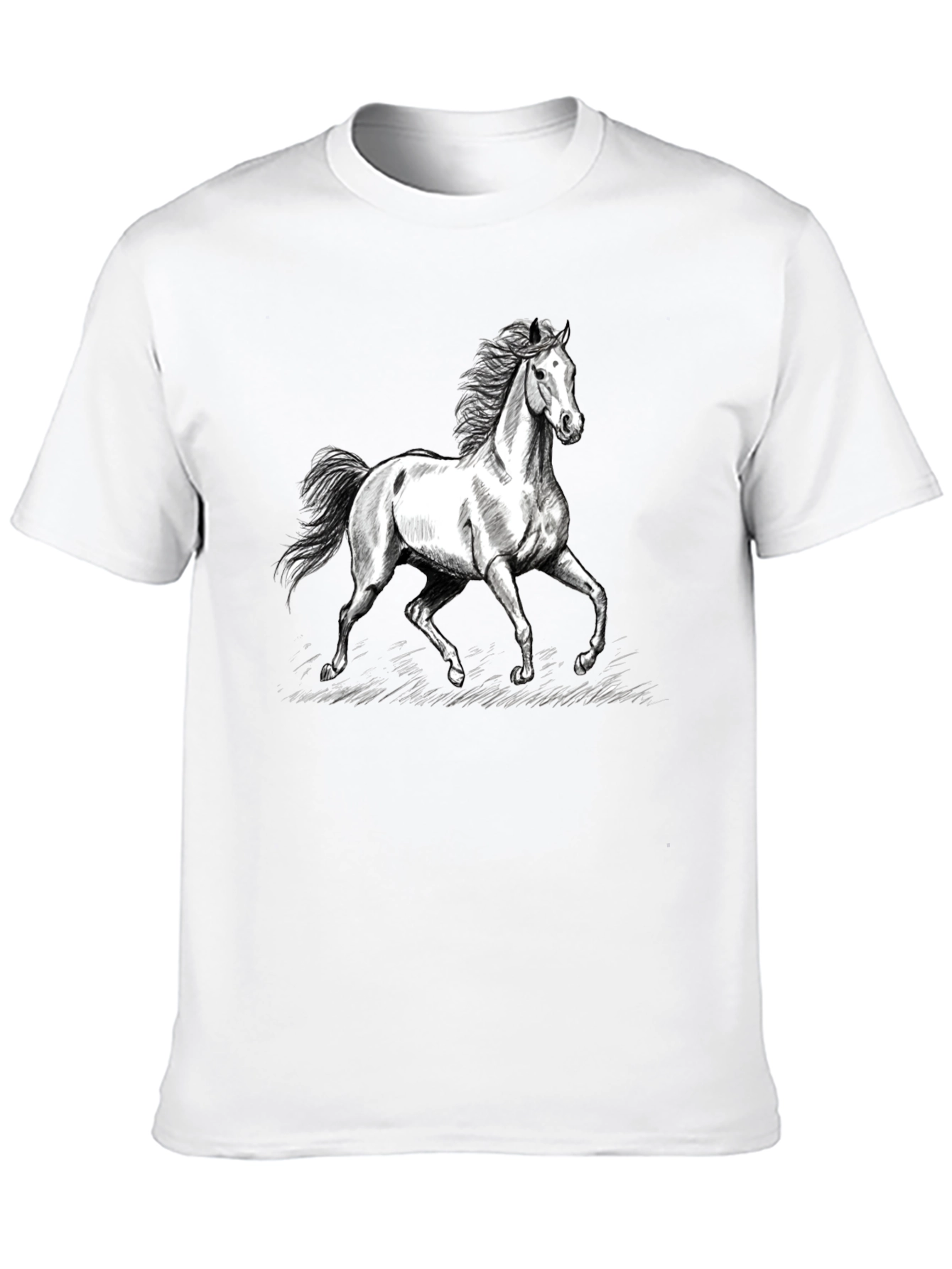 Black Horse Graphic Tee - Black Cotton Casual T-Shirt view 10