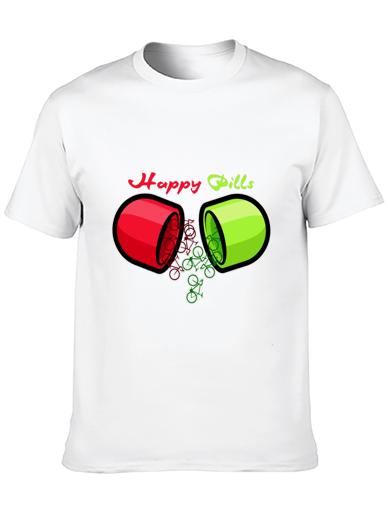 Black Happy Pills Bicycle T-Shirt - Quirky Graphic Tee view 10