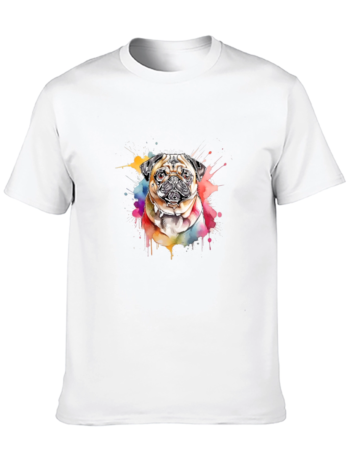 Black Pug Watercolor T-Shirt - Unique Dog Lover Gift view 10