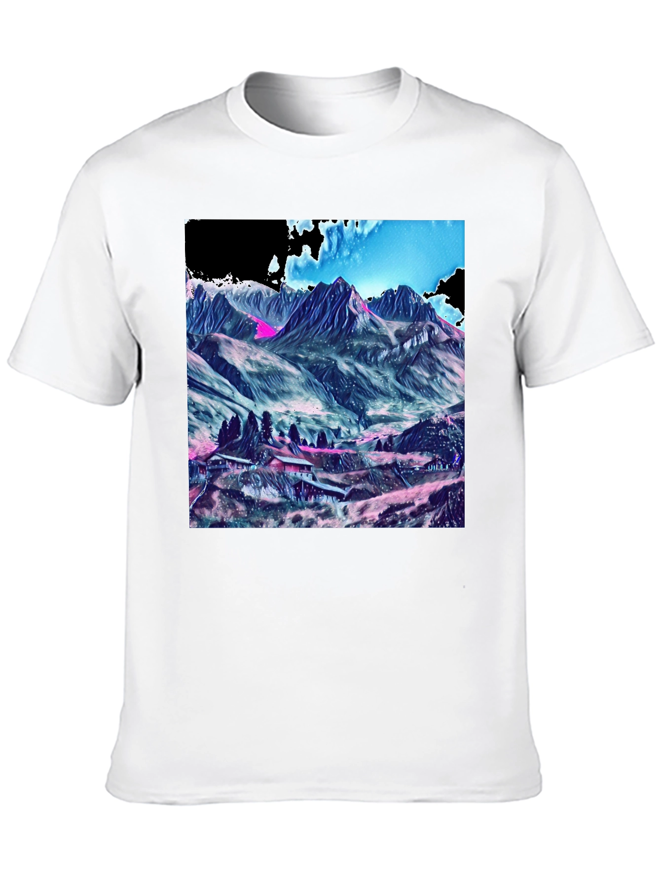 Black Mountains Graphic Tee - Stylish Black Cotton T-Shirt view 10