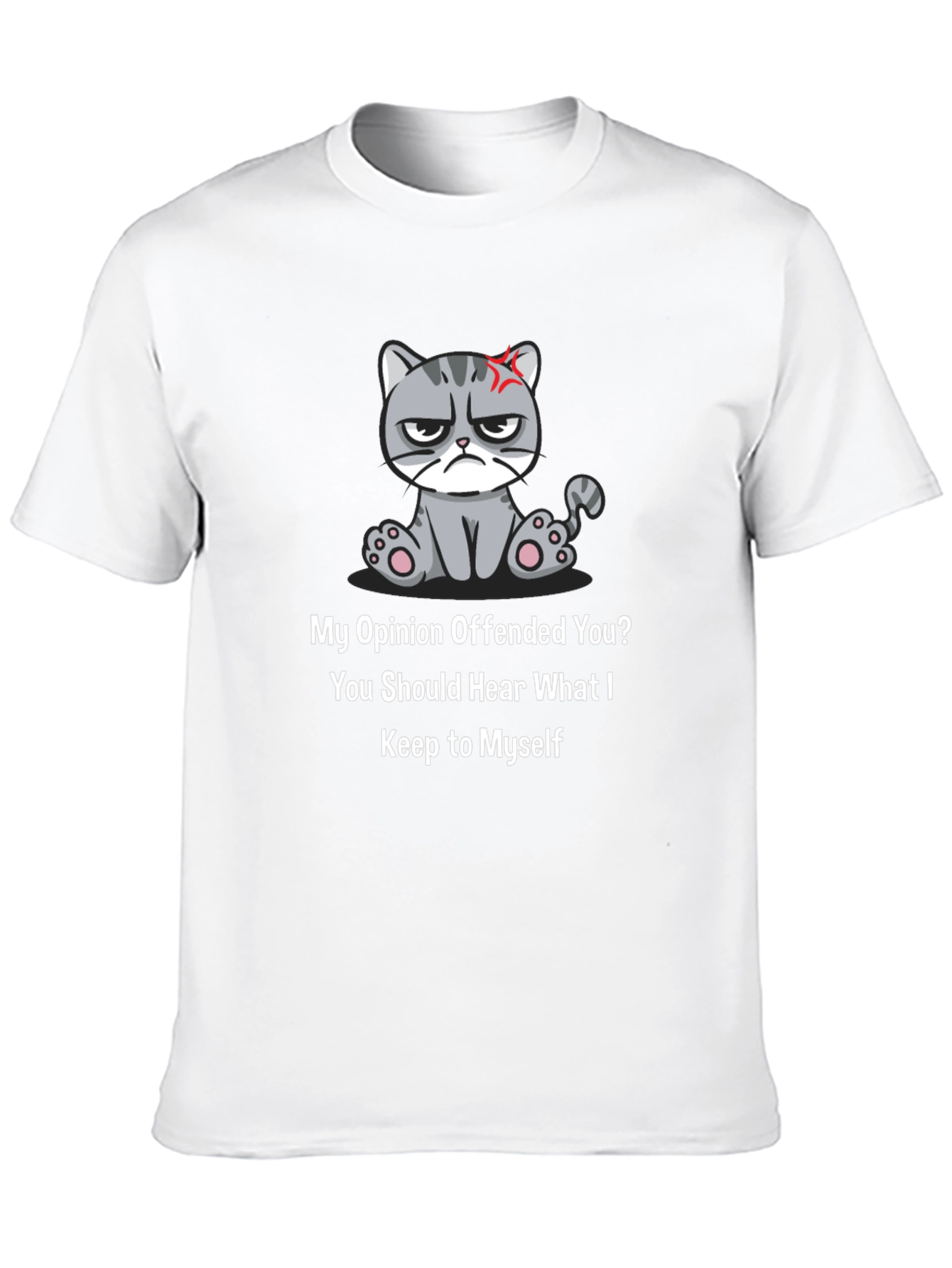 Black Grumpy Cat Opinion T-Shirt - Sarcastic Humor view 10