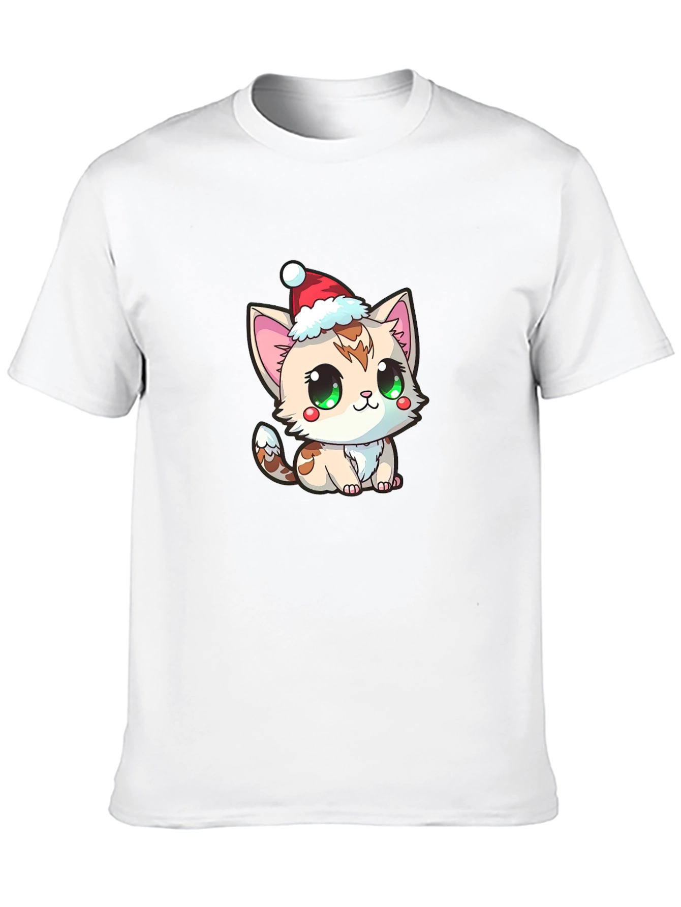 Black Cute Kitten in Santa Hat Graphic Tee view 10
