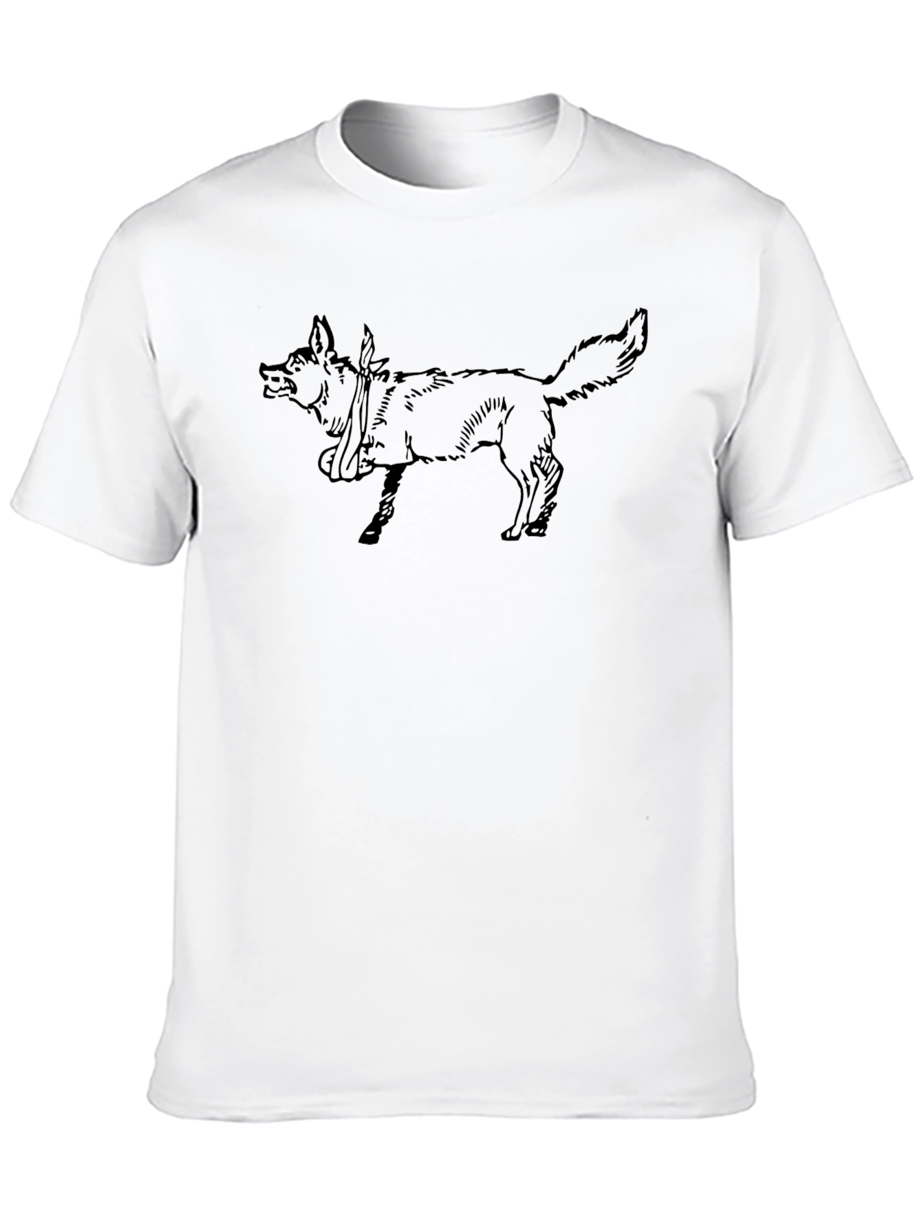 Black Black T-Shirt with Wolf Graphic Print - Casual Wear view 10