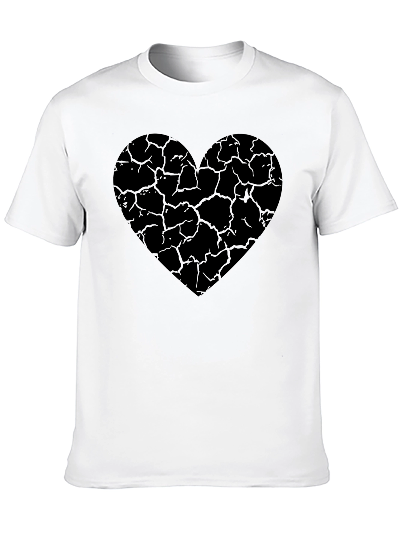 Black Cracked Heart Graphic Tee - Stylish Black Cotton T-Shirt view 10