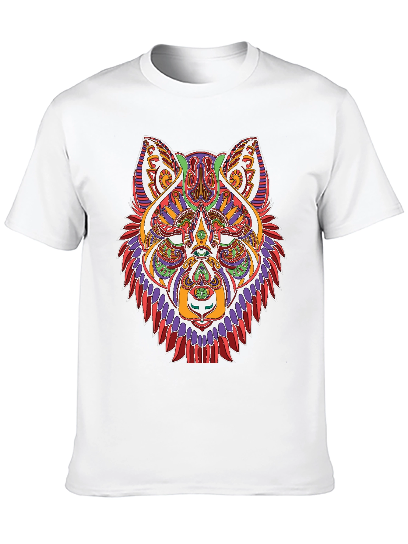 Black Psychedelic Wolf Graphic Tee - Black Unisex Shirt view 10