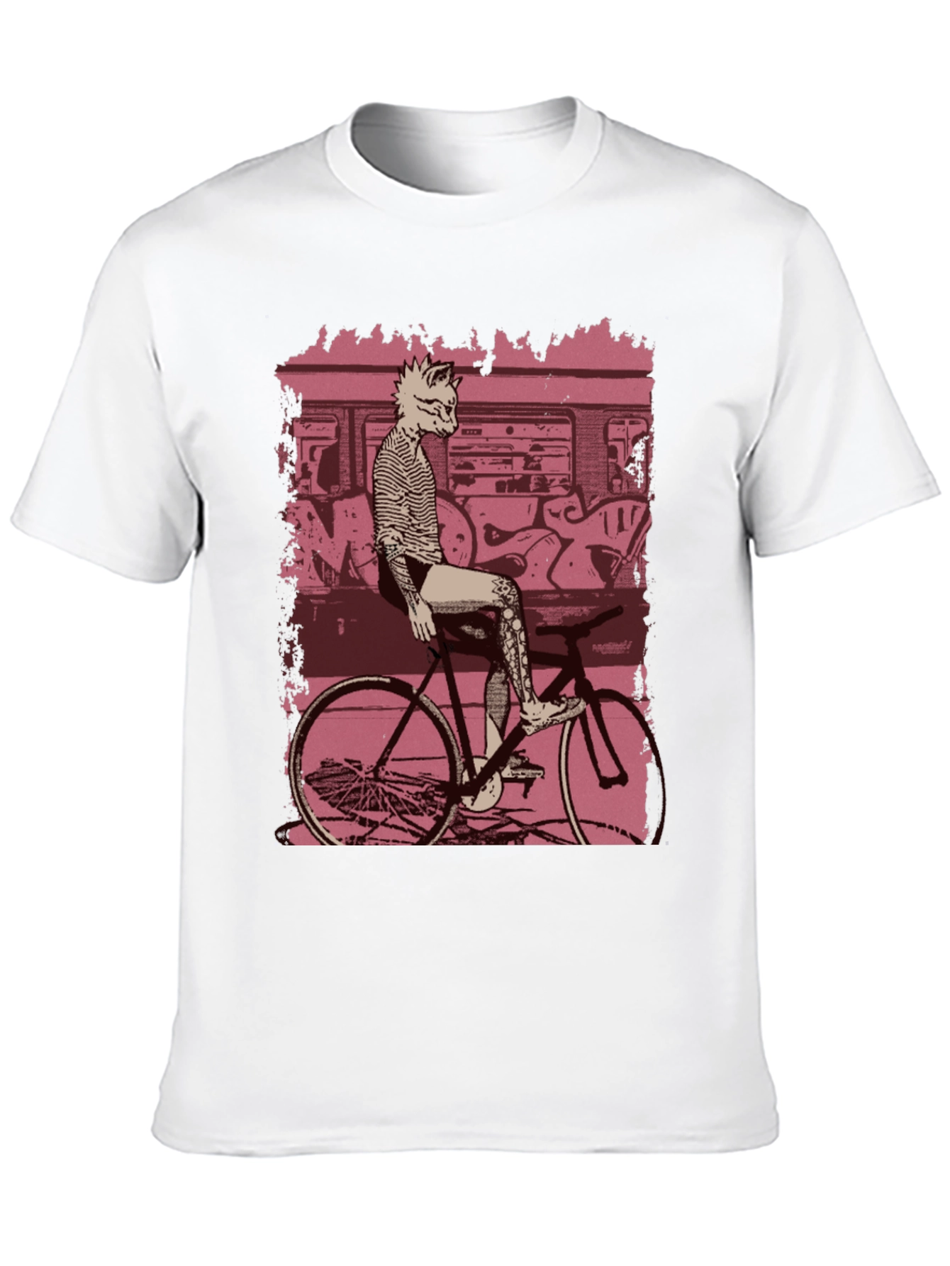 Black Urban Cat Biker T-Shirt - Street Style Tee view 10