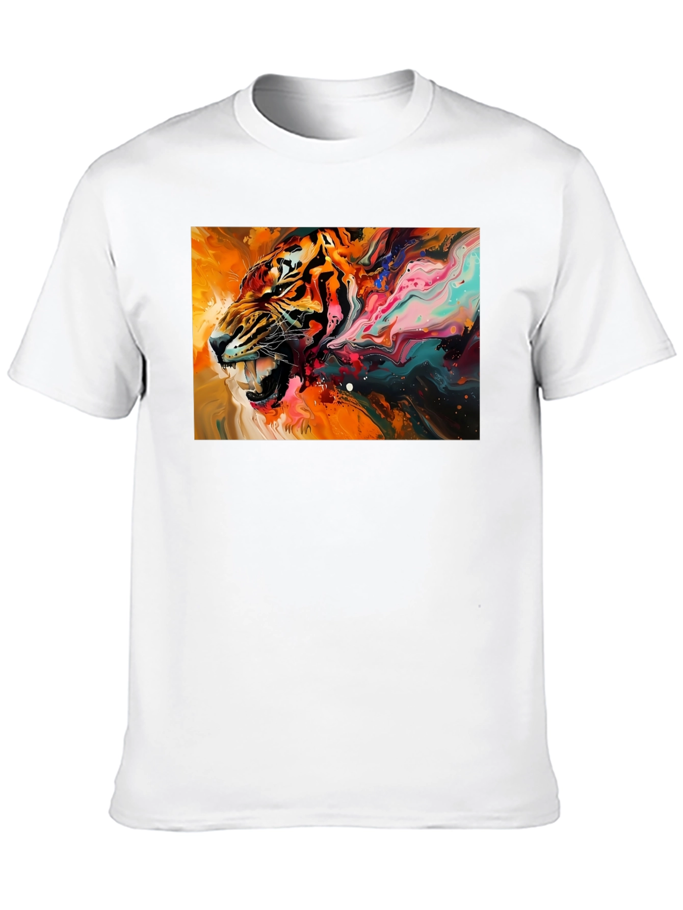 Black Roaring Tiger Graphic Black T-Shirt view 10