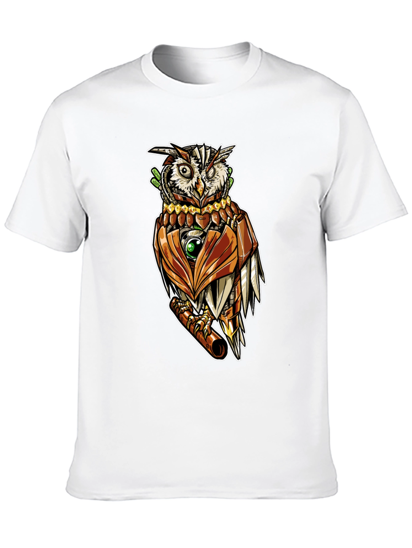 Black Steampunk Owl Graphic Tee - Unique Design view 10