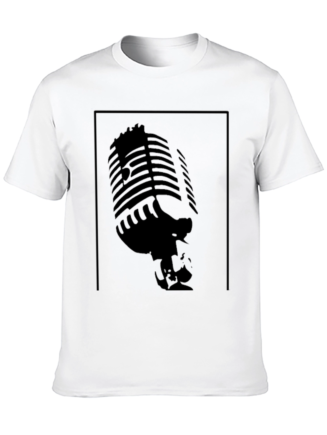 Black Vintage Microphone Graphic Tee - Retro Style view 10